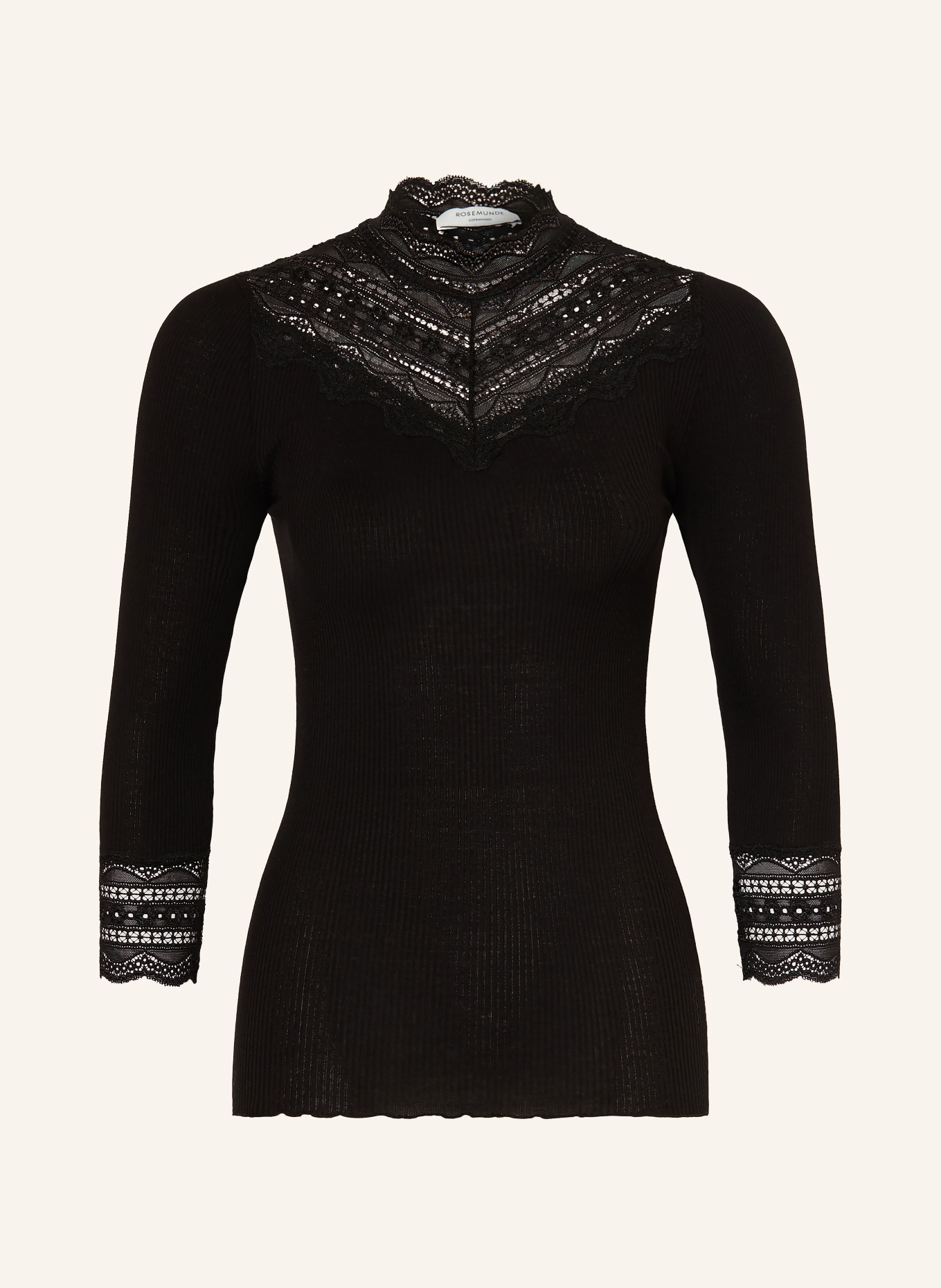 rosemunde Longsleeve BENITA mit Seide und 3/4-Arm: SCHWARZ