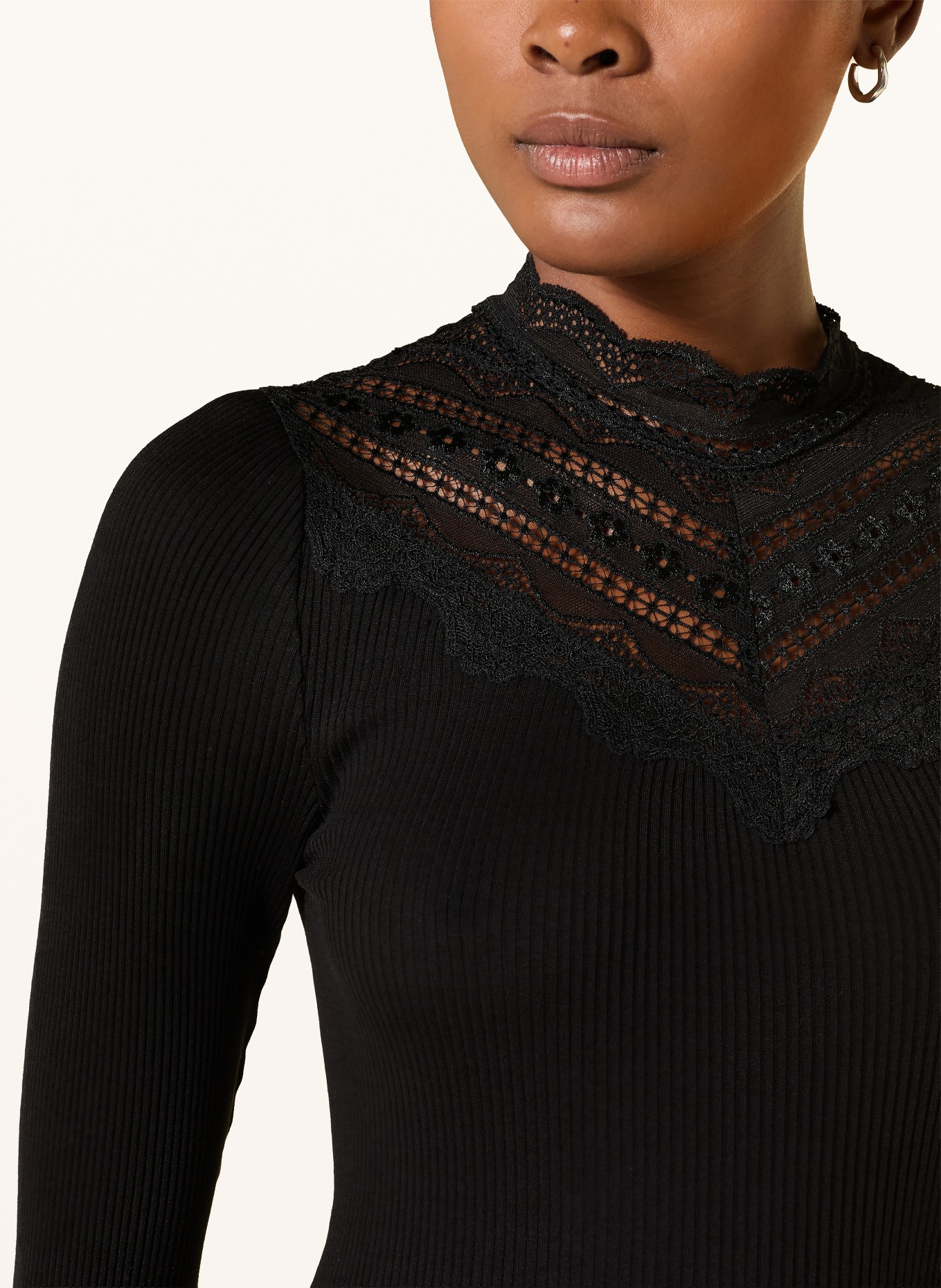 rosemunde Longsleeve BENITA mit Seide und 3/4-Arm: SCHWARZ