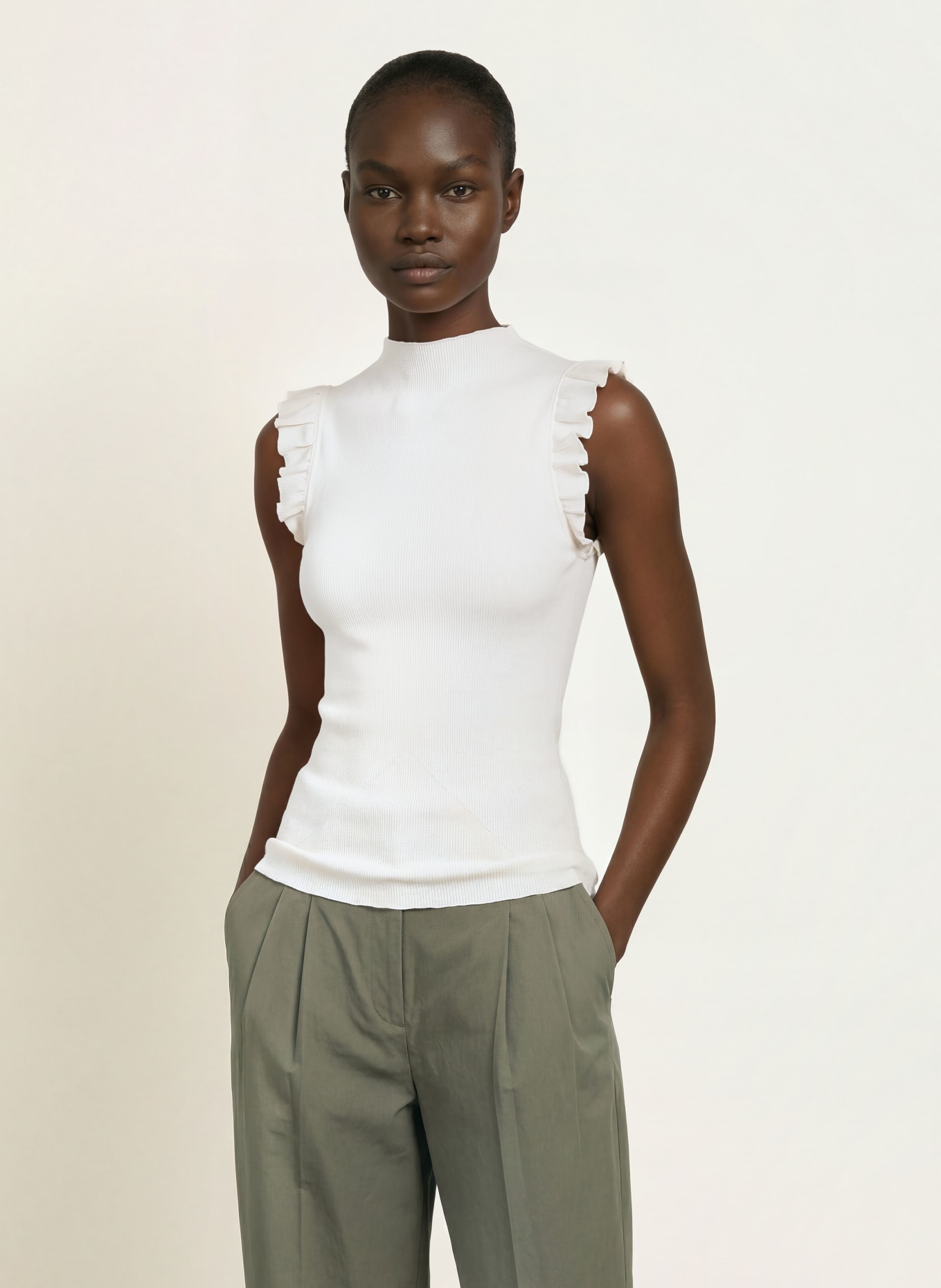 rosemunde Top BERNADINE mit Volants: WEISS