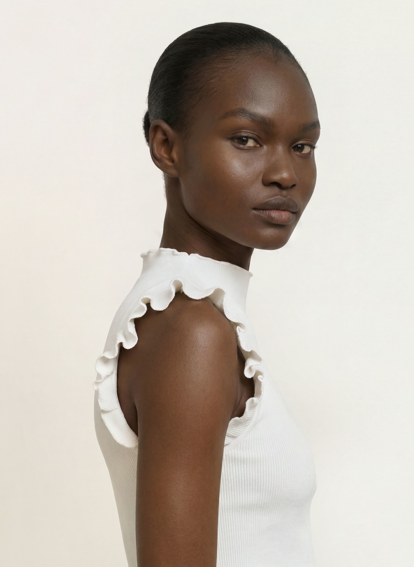 rosemunde Top BERNADINE mit Volants: WEISS