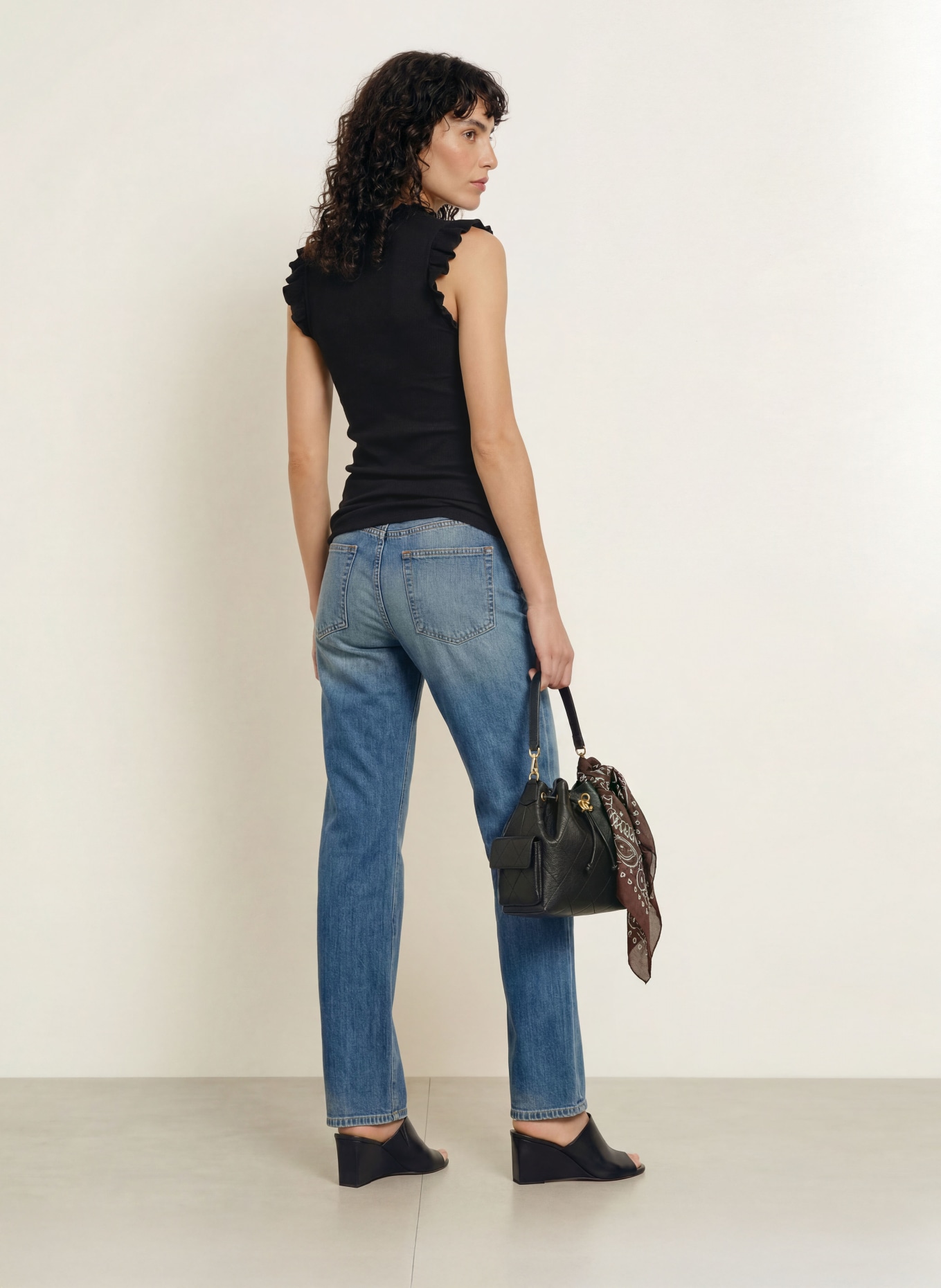 rosemunde BERNADINE Top with Ruffles: BLACK