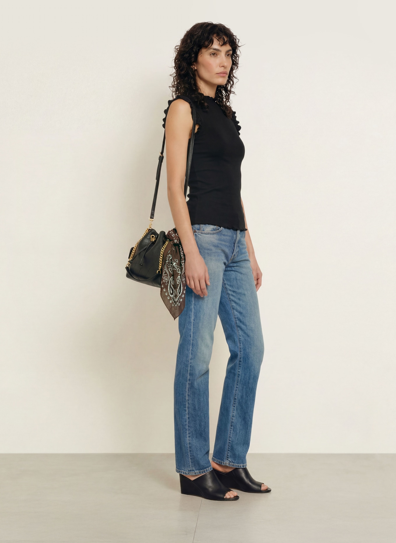 rosemunde BERNADINE Top with Ruffles: BLACK