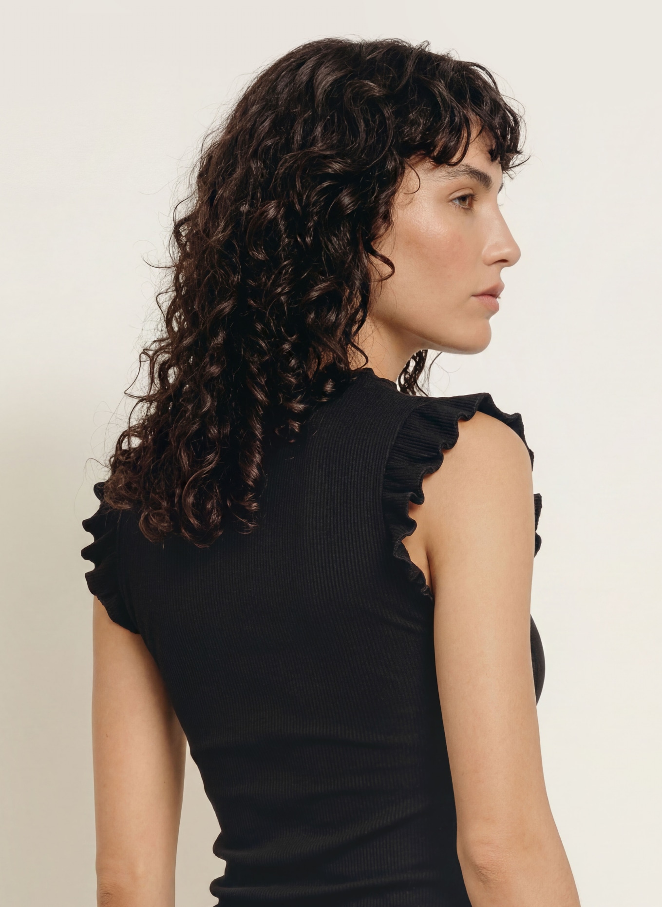 rosemunde BERNADINE Top with Ruffles: BLACK