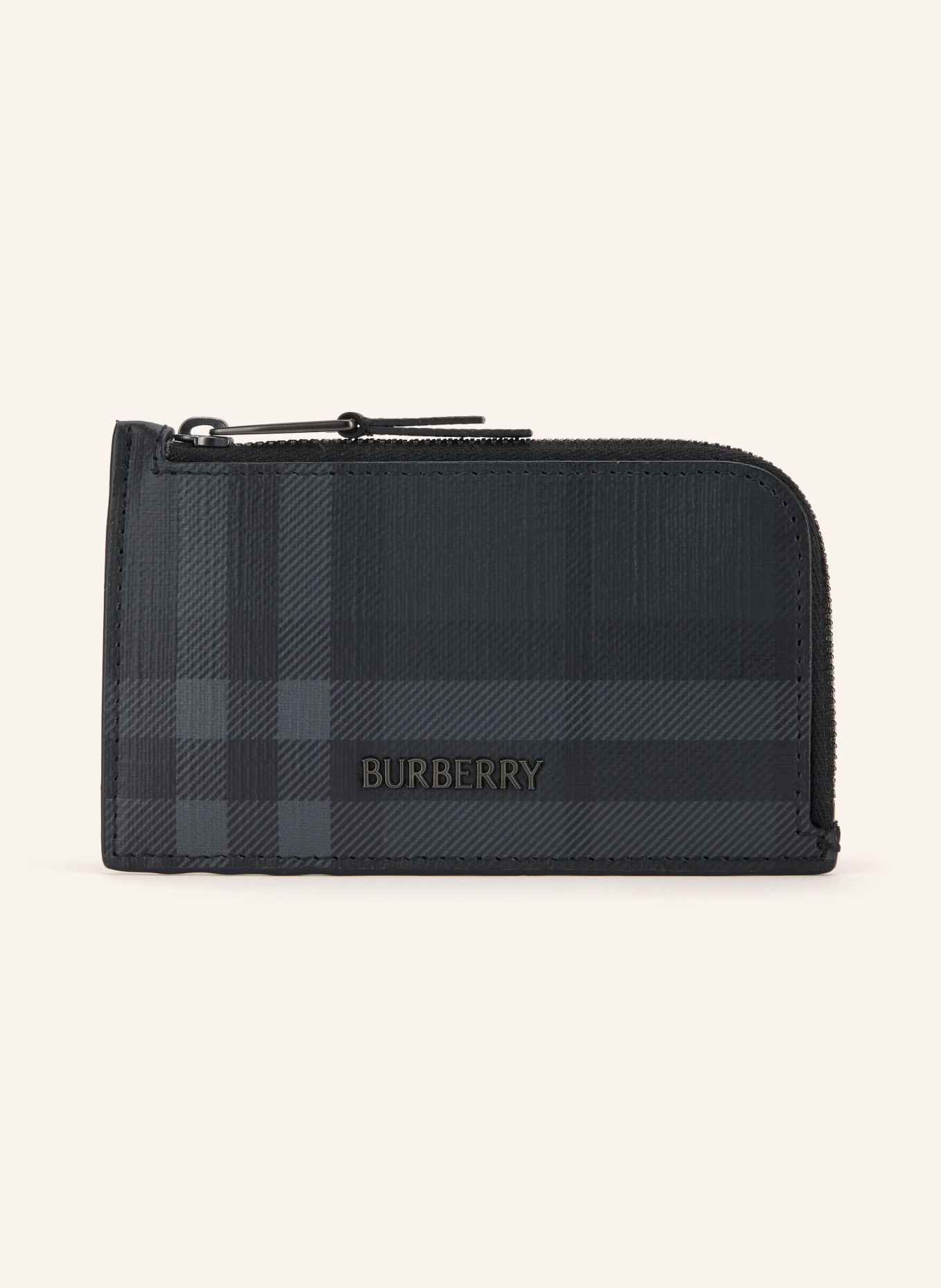 BURBERRY Card wallet with coin pocket: BLACK / GRAY