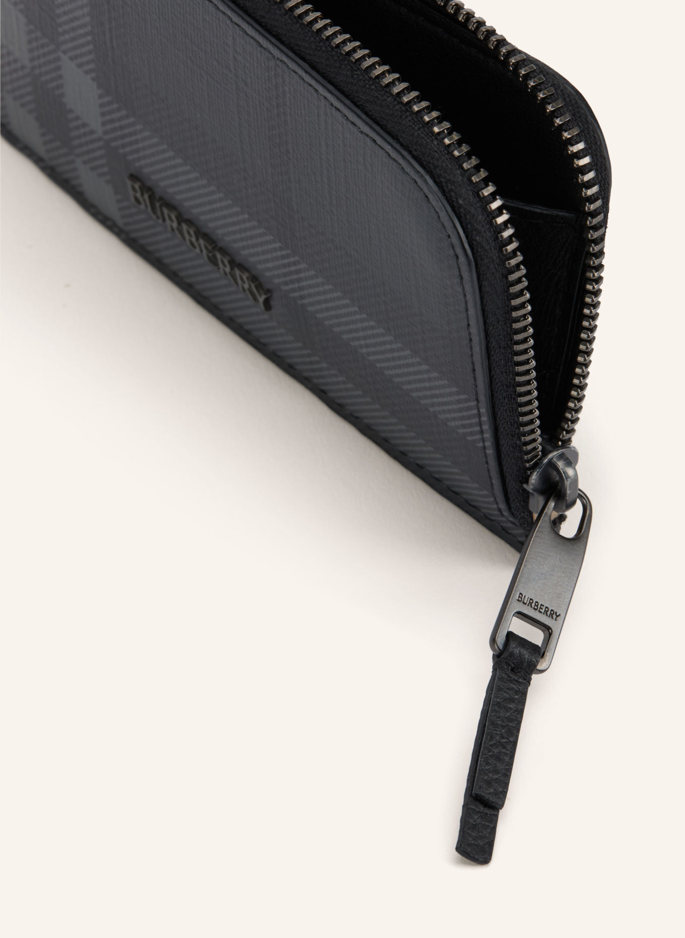 BURBERRY Card wallet with coin pocket: BLACK / GRAY