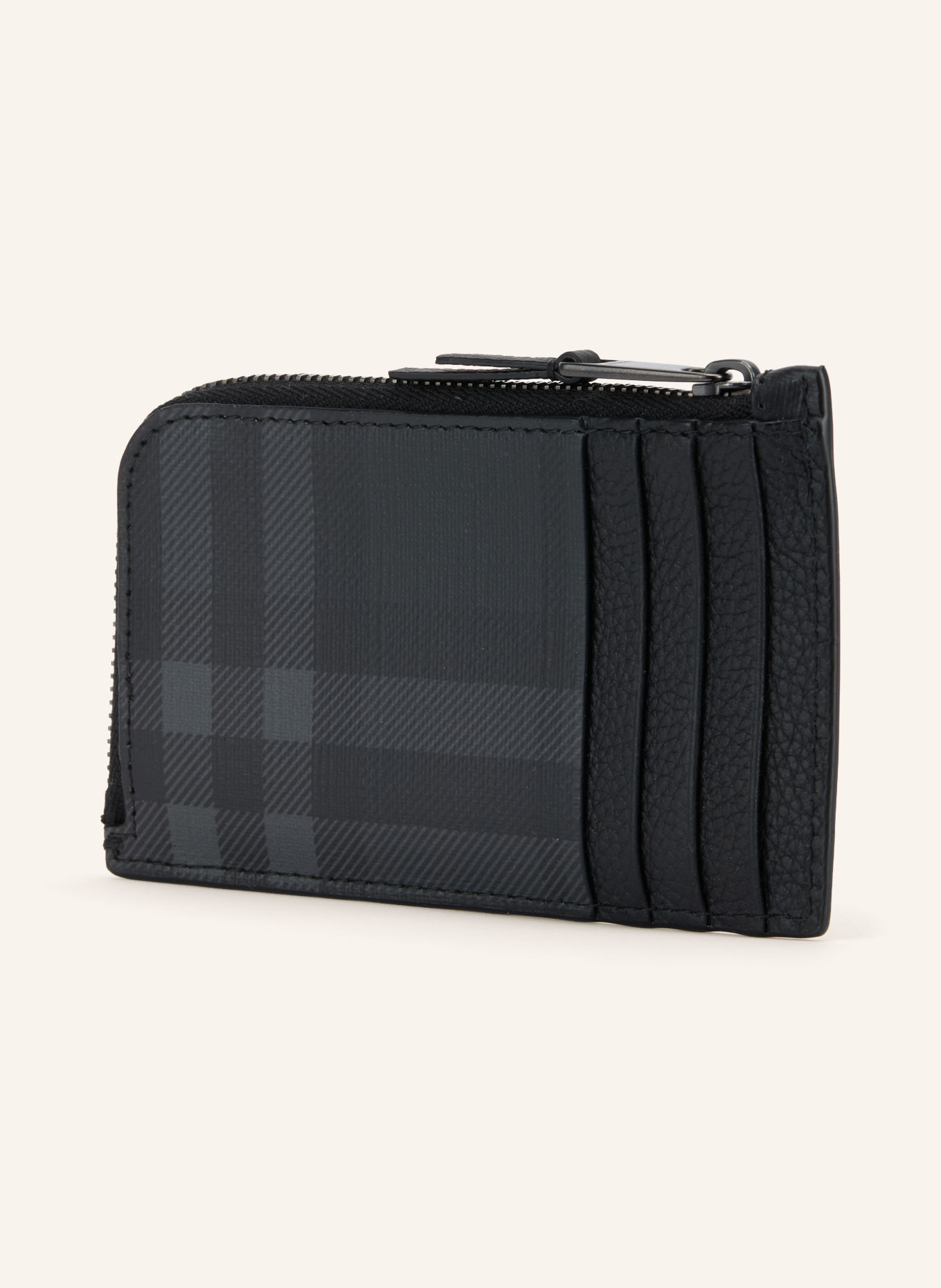 BURBERRY Card wallet with coin pocket: BLACK / GRAY