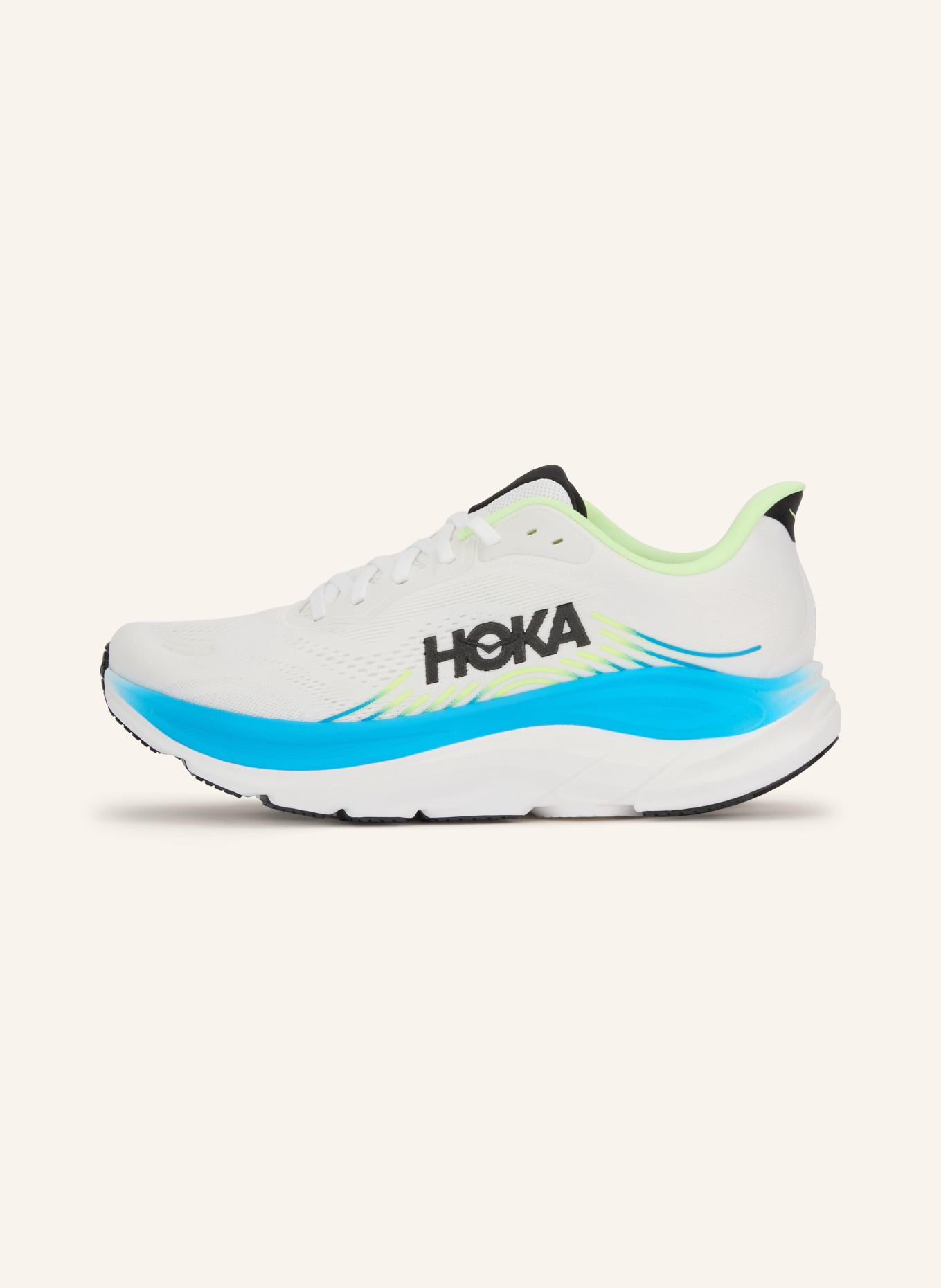 HOKA Hardloopschoenen CLIFTON 11: WIT / NEONGEEL / ZWART