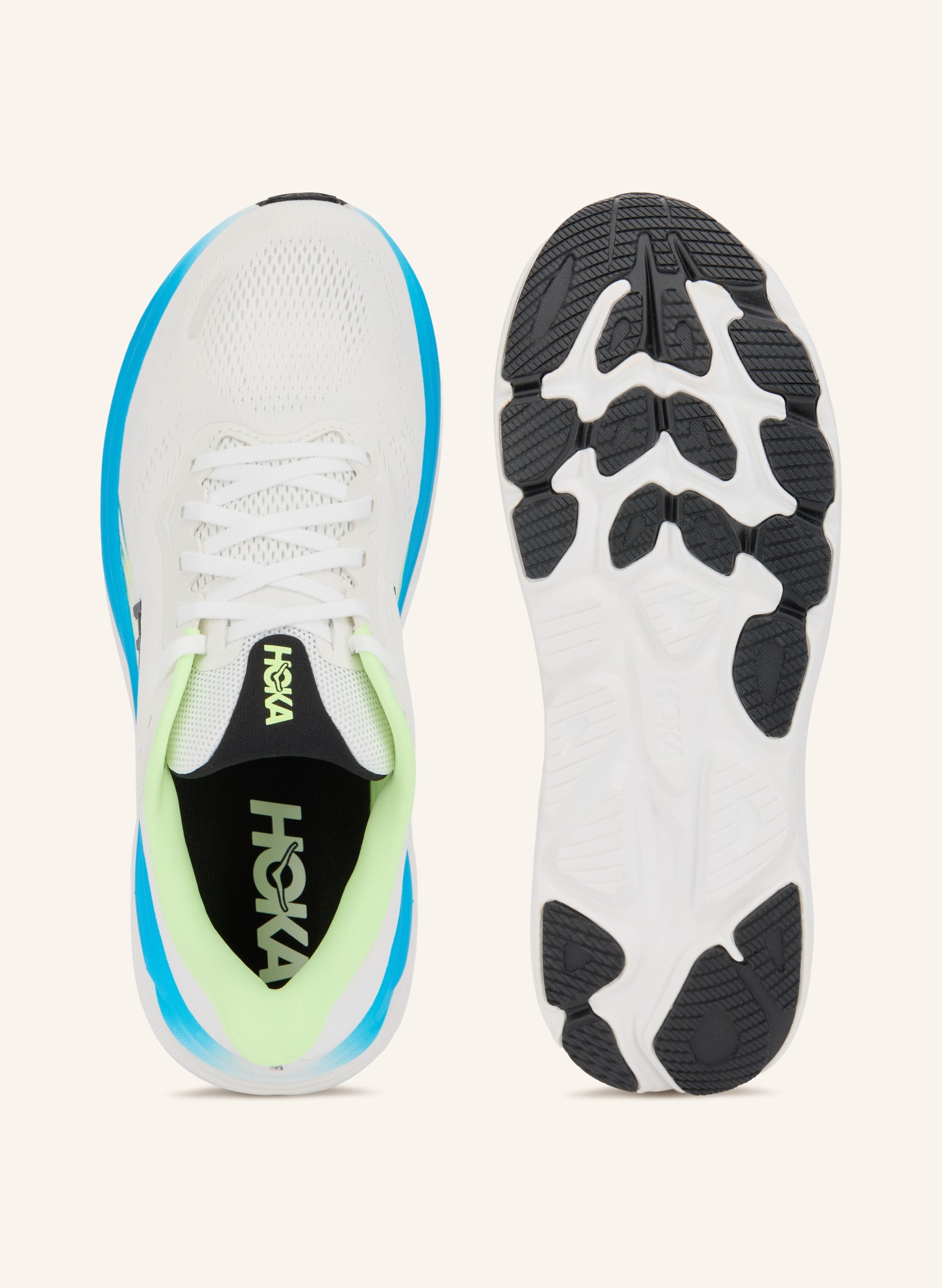 HOKA Hardloopschoenen CLIFTON 11: WIT / NEONGEEL / ZWART
