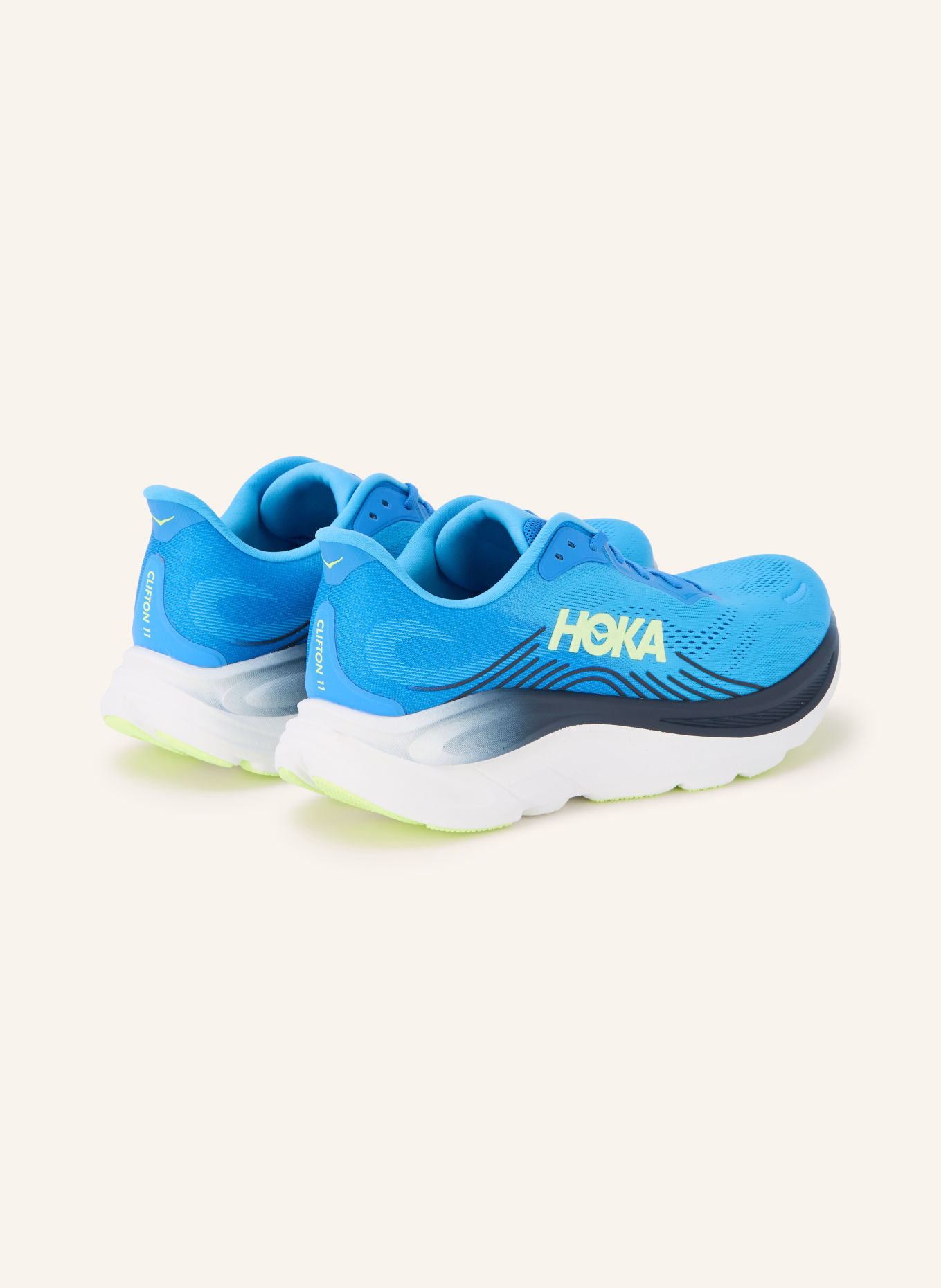 HOKA CLIFTON 11 Running Shoes: BLUE / YELLOW / BLACK