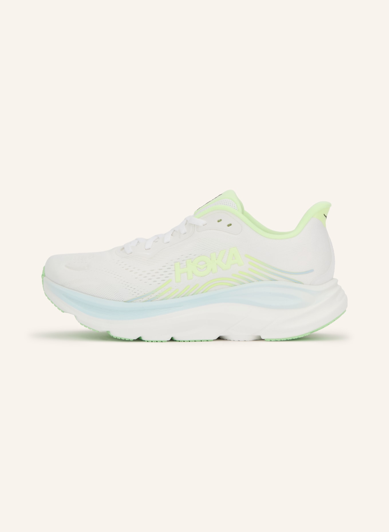 HOKA CLIFTON 11 Running Shoes: WHITE / LIGHT GREEN