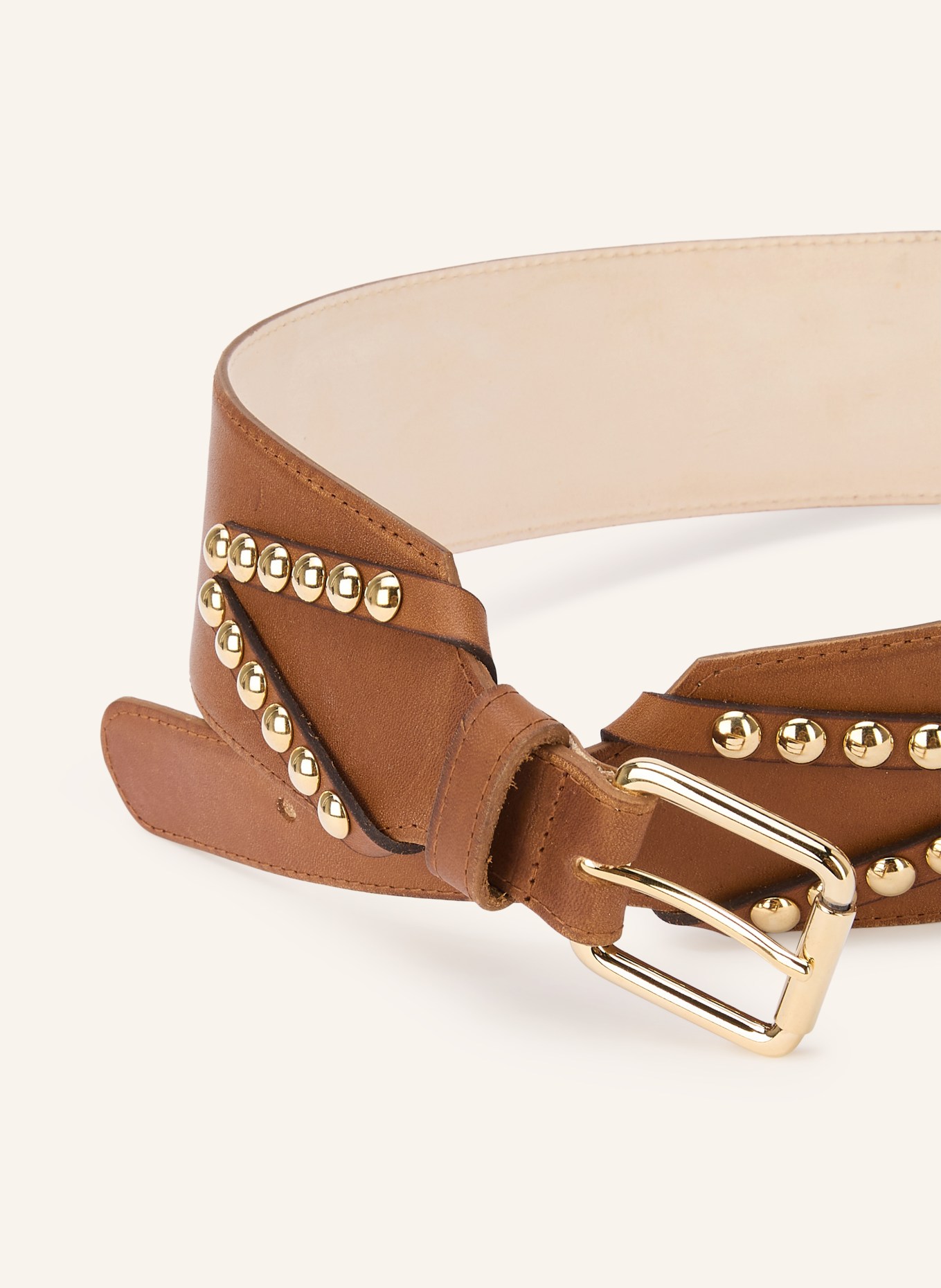 RIANI Leather belt with studs: COGNAC / GOLD