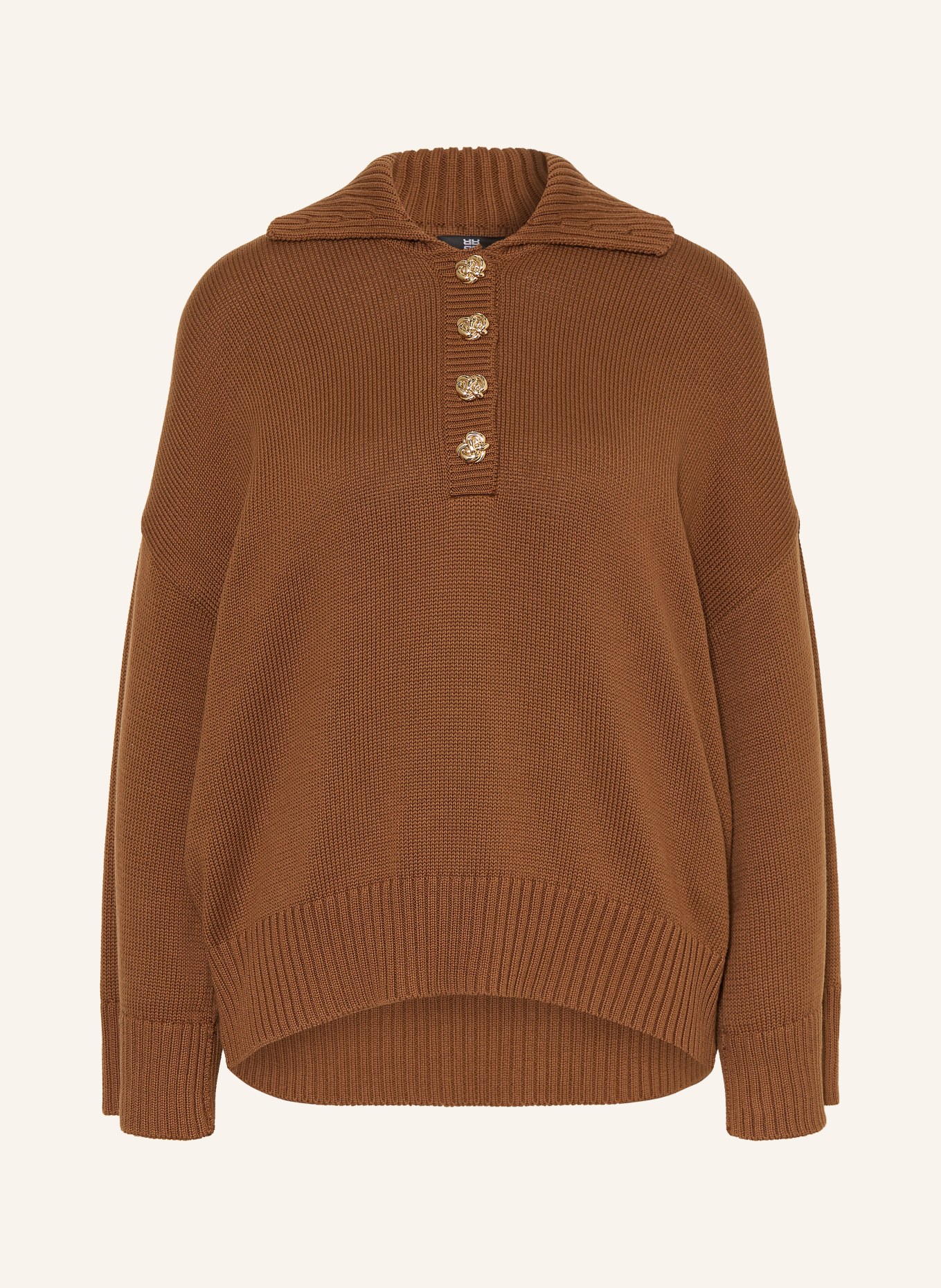 RIANI Pullover mit 3/4-Arm: BRAUN / GOLD