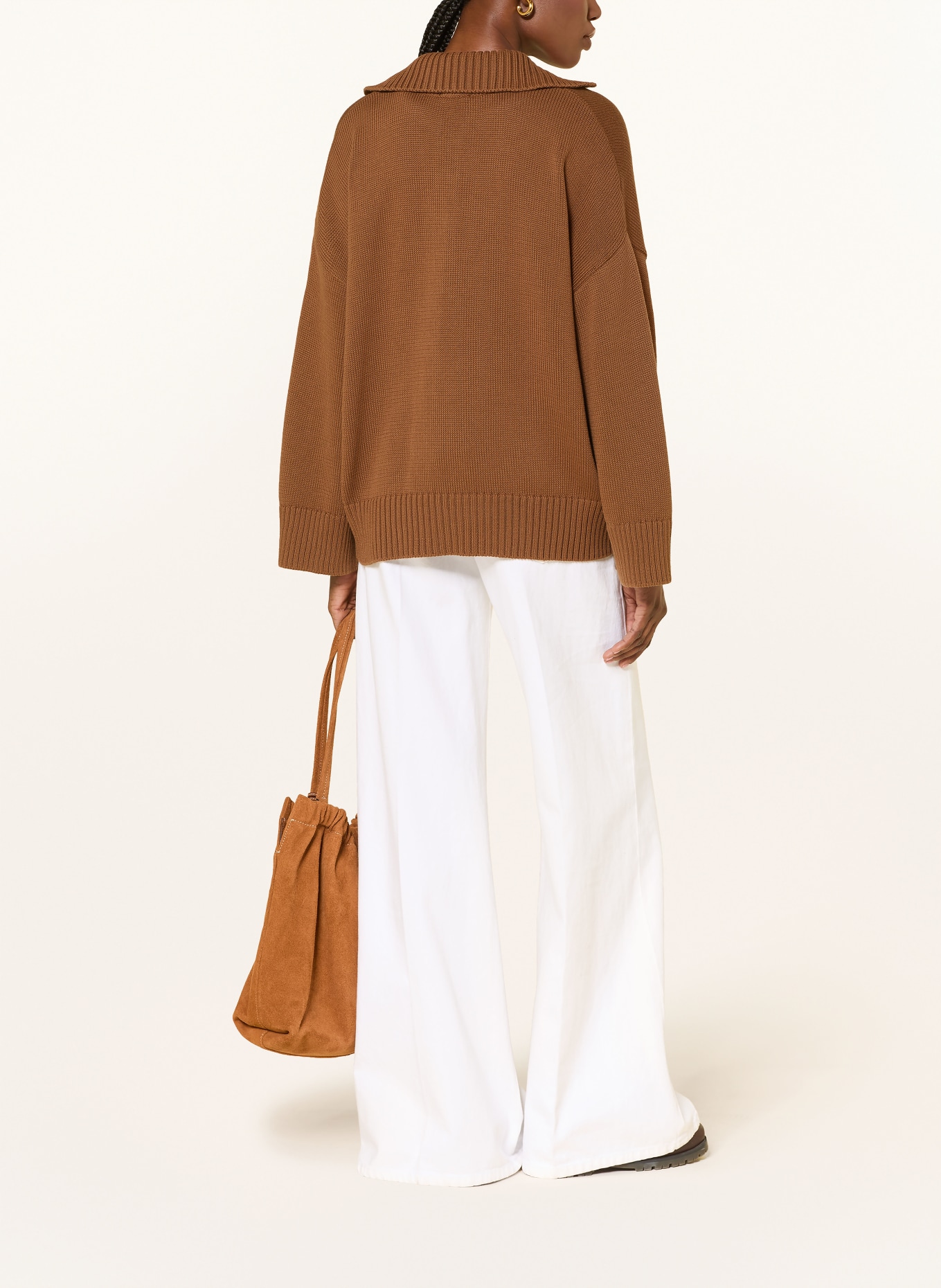 RIANI Pullover mit 3/4-Arm: BRAUN / GOLD