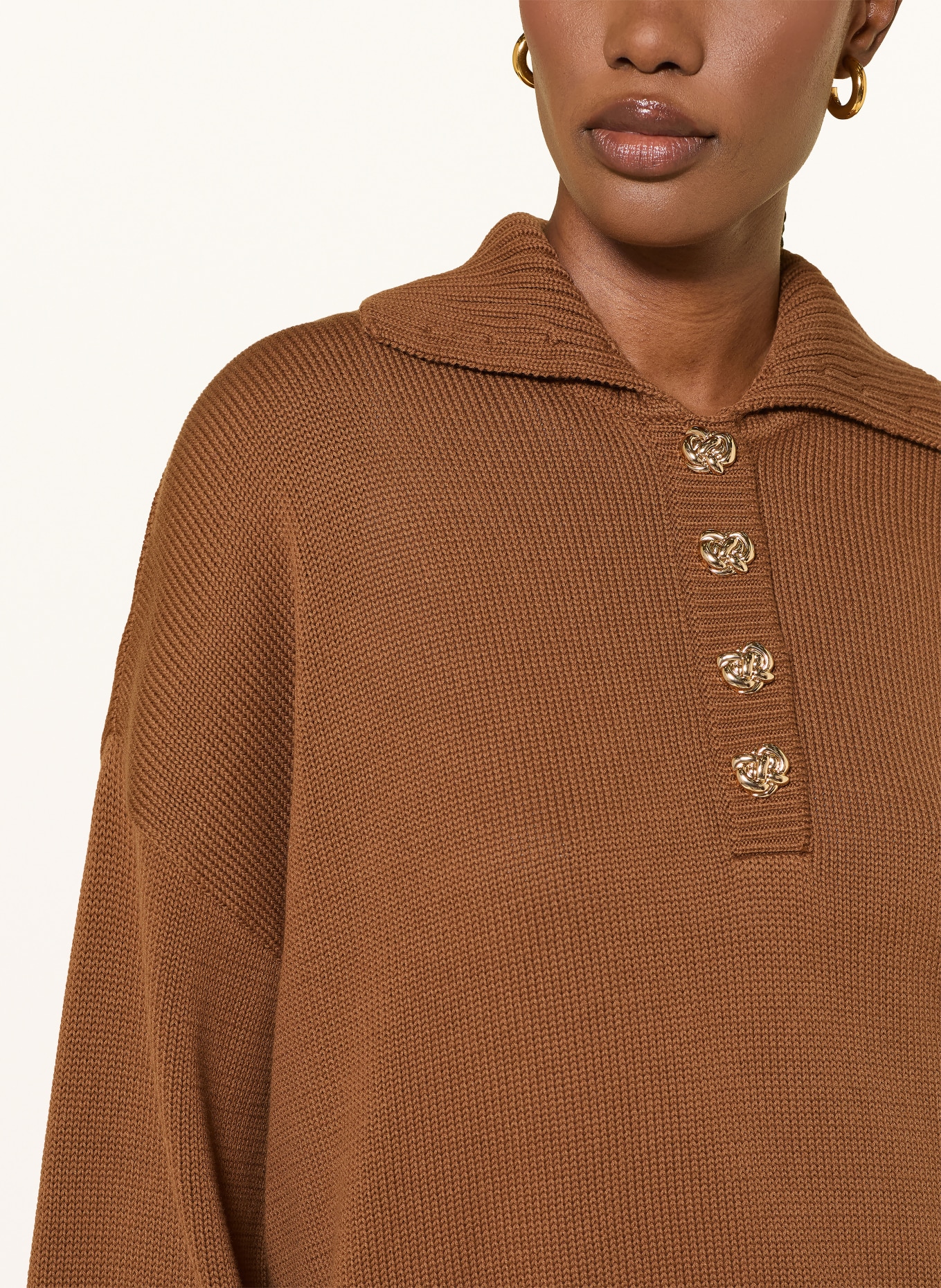 RIANI Pullover mit 3/4-Arm: BRAUN / GOLD