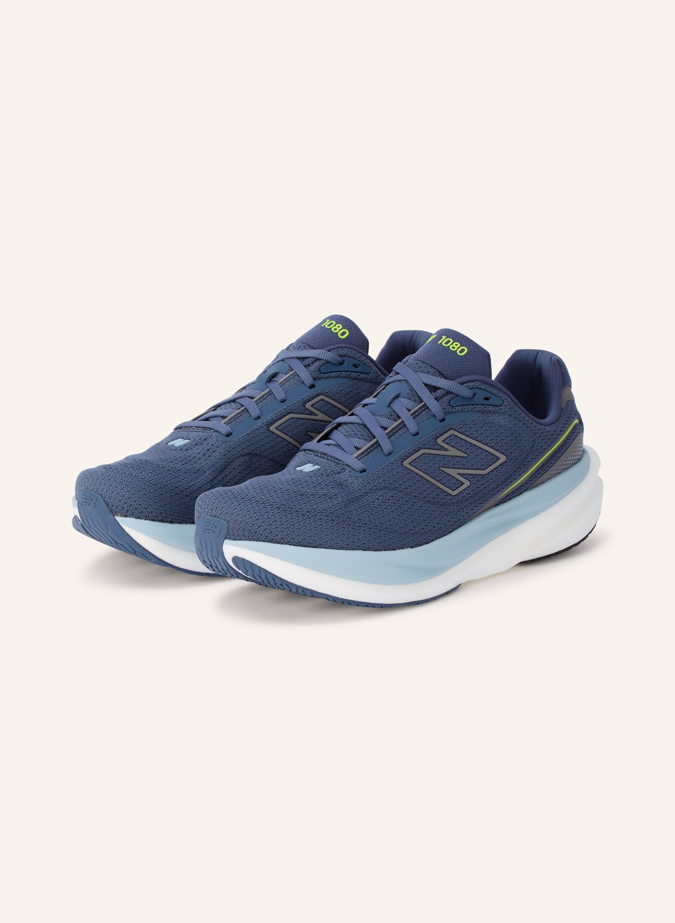 new balance Running shoes 1080V15: DARK BLUE / GRAY / NEON YELLOW