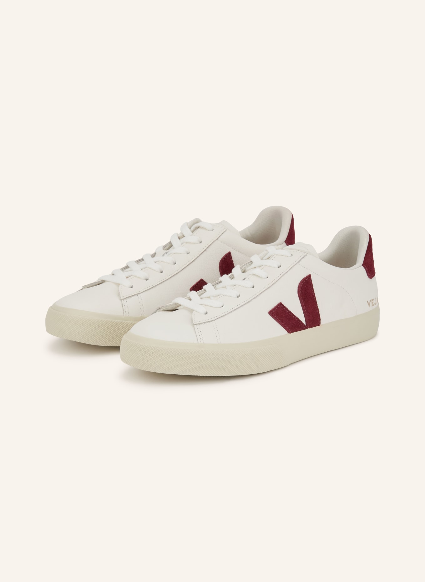 VEJA CAMPO Sneakers: WHITE / DARK RED