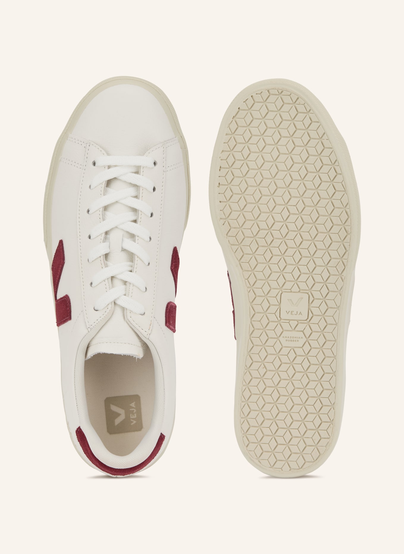 VEJA CAMPO Sneakers: WHITE / DARK RED