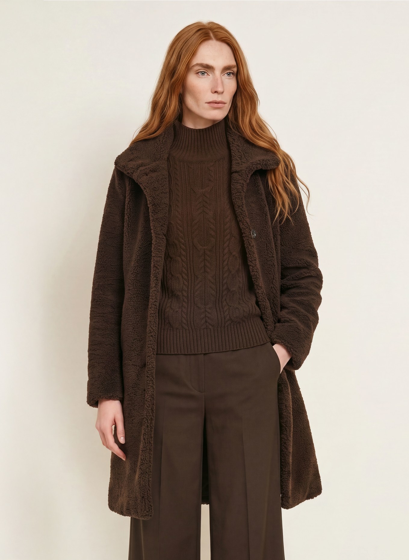 FUCHS SCHMITT Teddybont-Mantel BASEL: MARRON FONCÉ