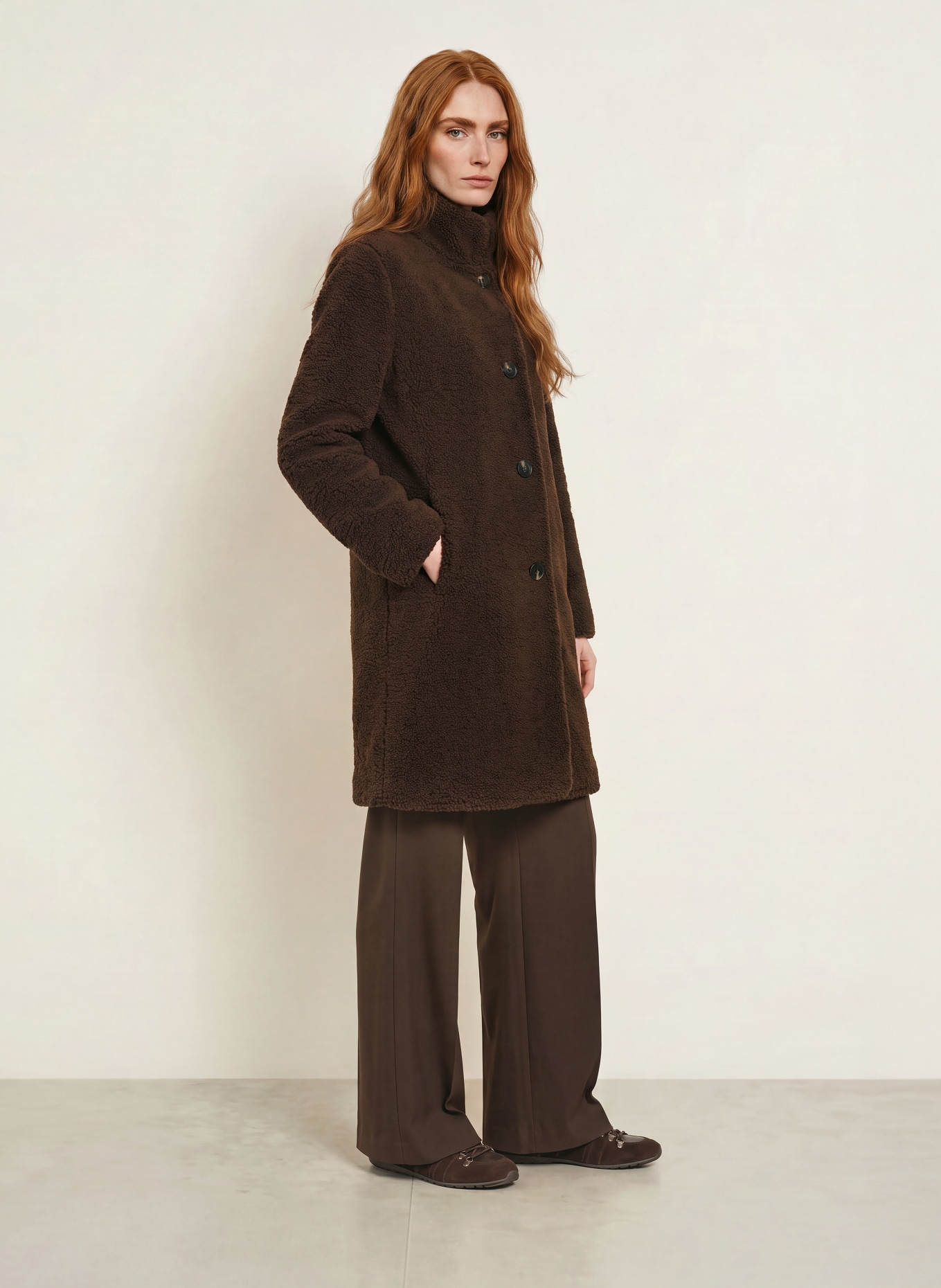 FUCHS SCHMITT Teddybont-Mantel BASEL: MARRON FONCÉ