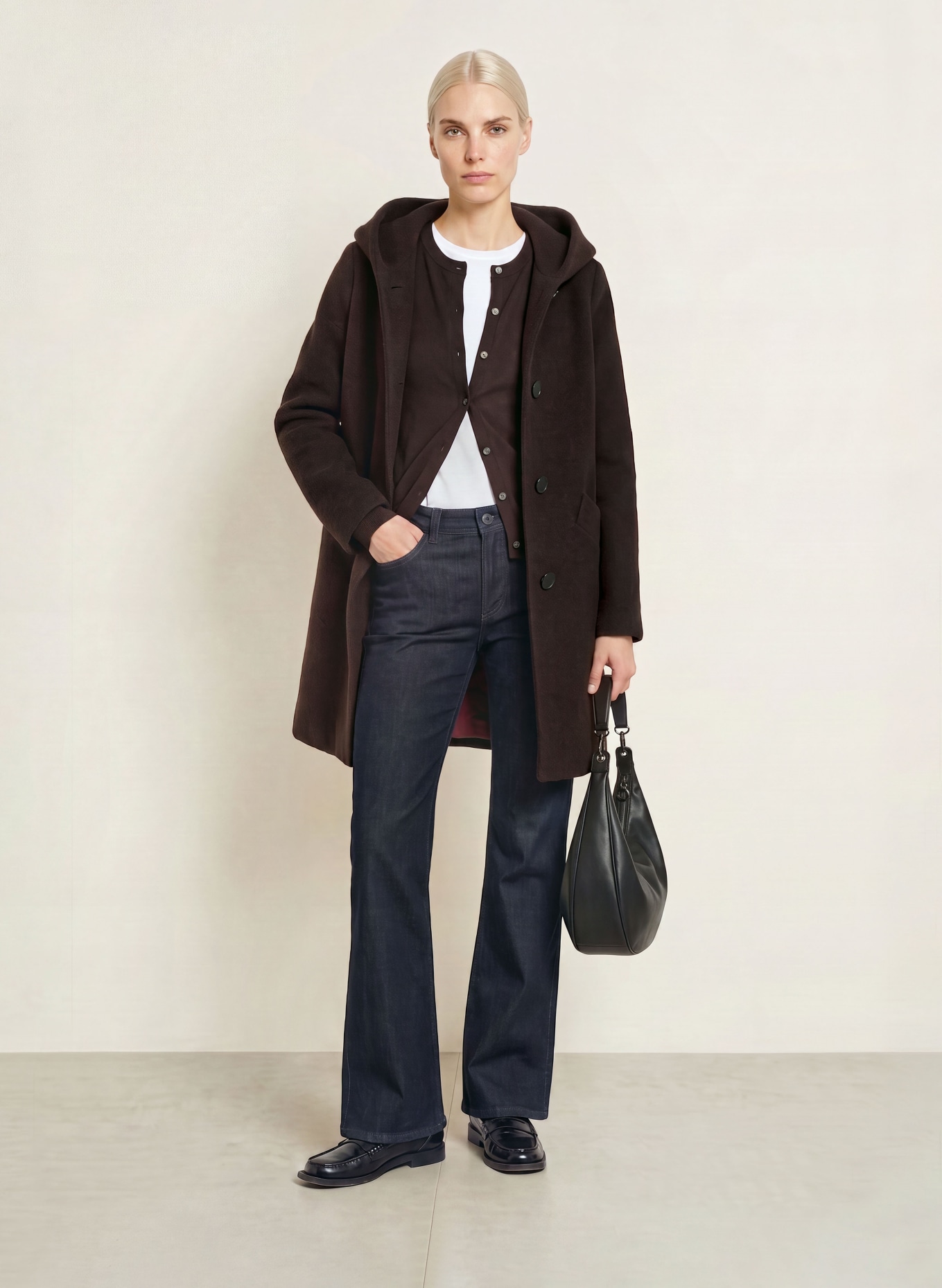 FUCHS SCHMITT Wollen mantel RIMINI: MARRON FONCÉ