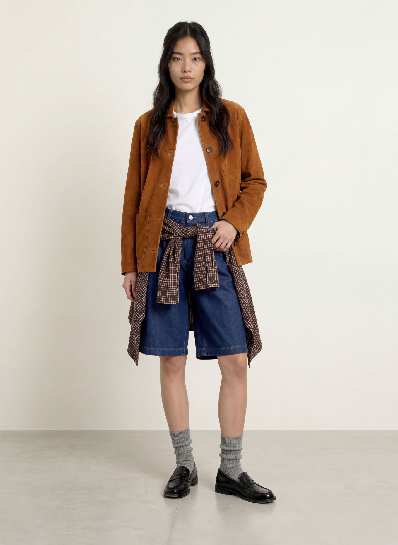 Marc O'Polo DENIM Leather overshirt: BROWN