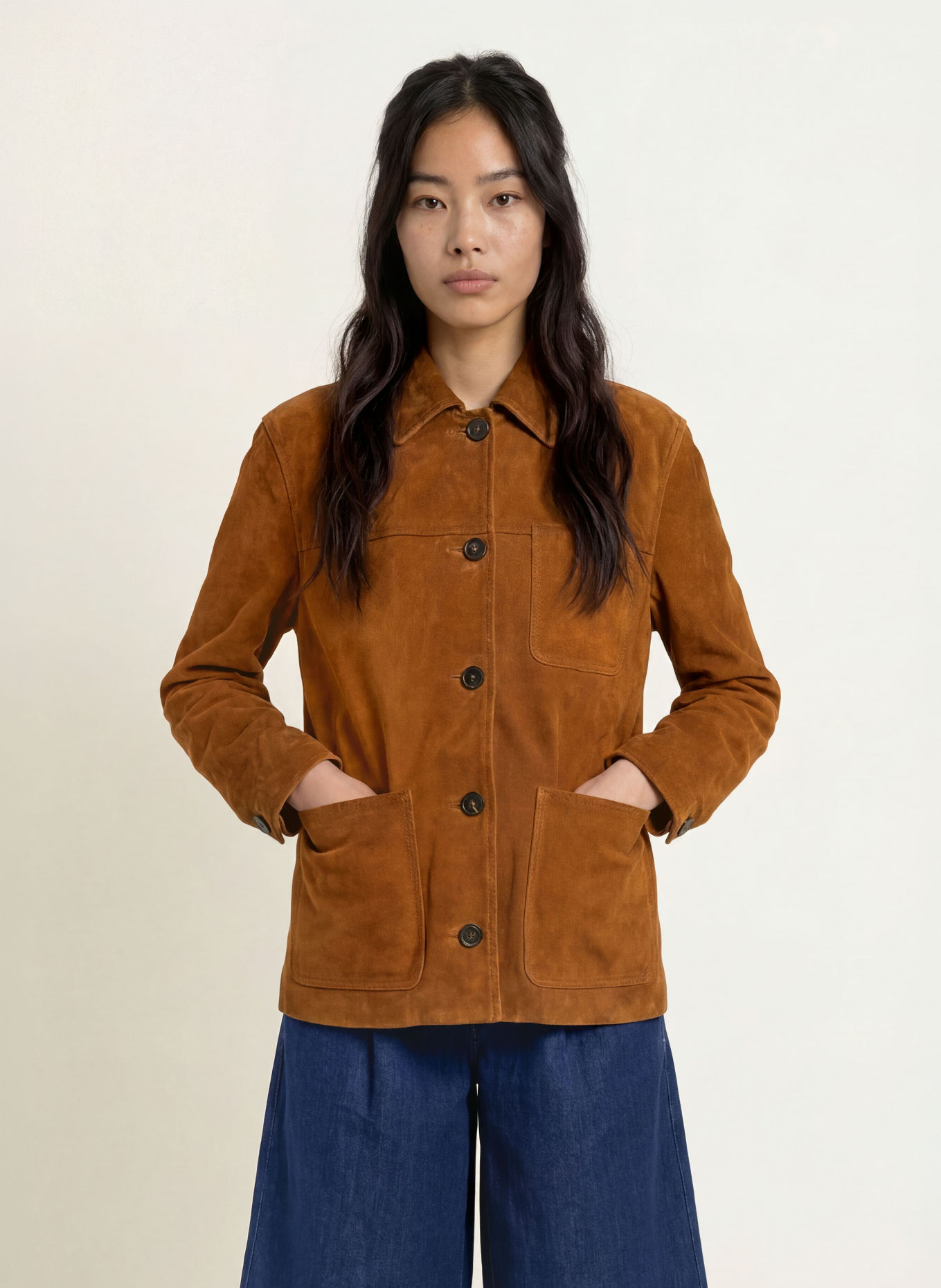 Marc O'Polo DENIM Leather overshirt: BROWN