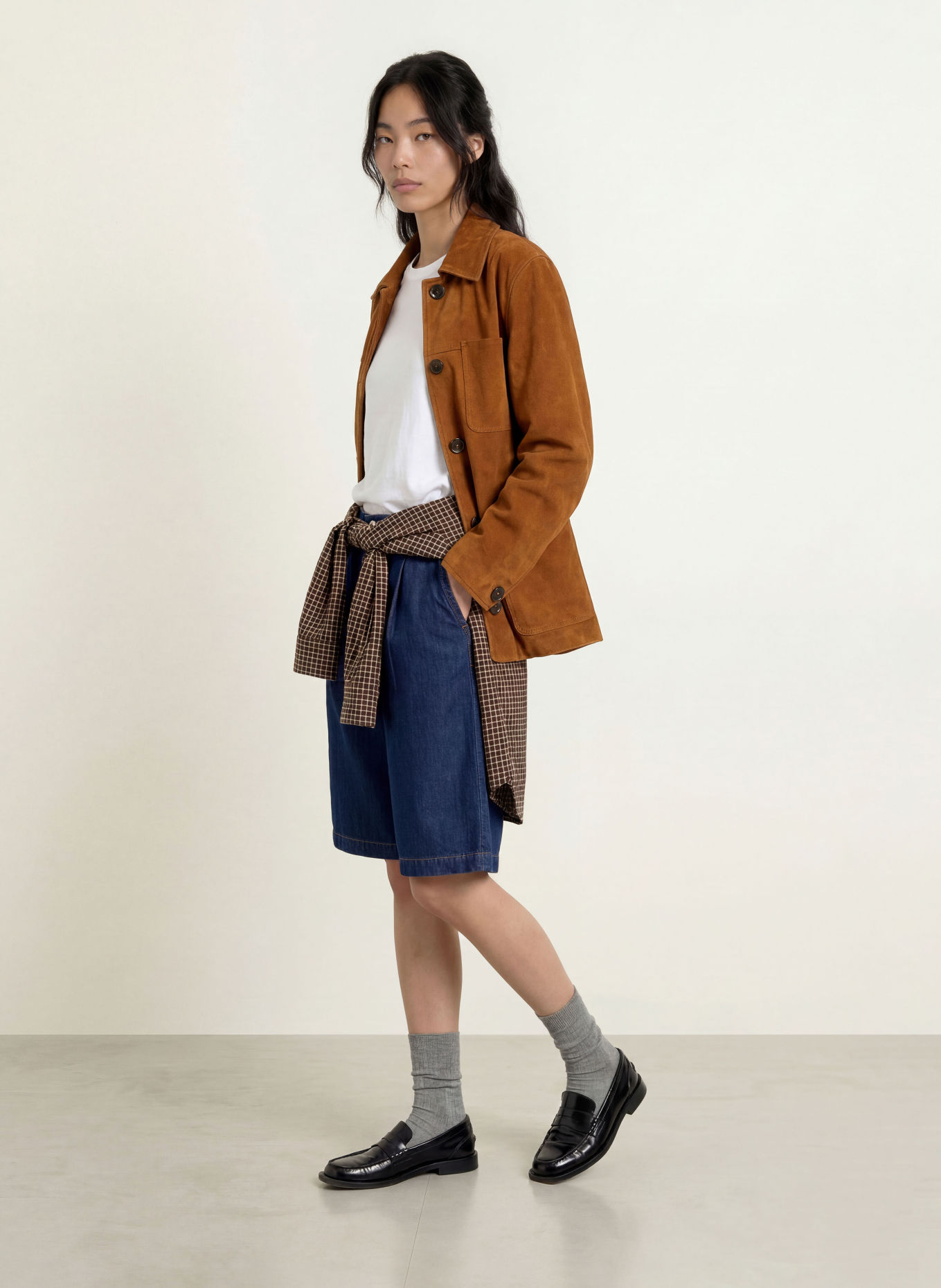 Marc O'Polo DENIM Leather overshirt: BROWN
