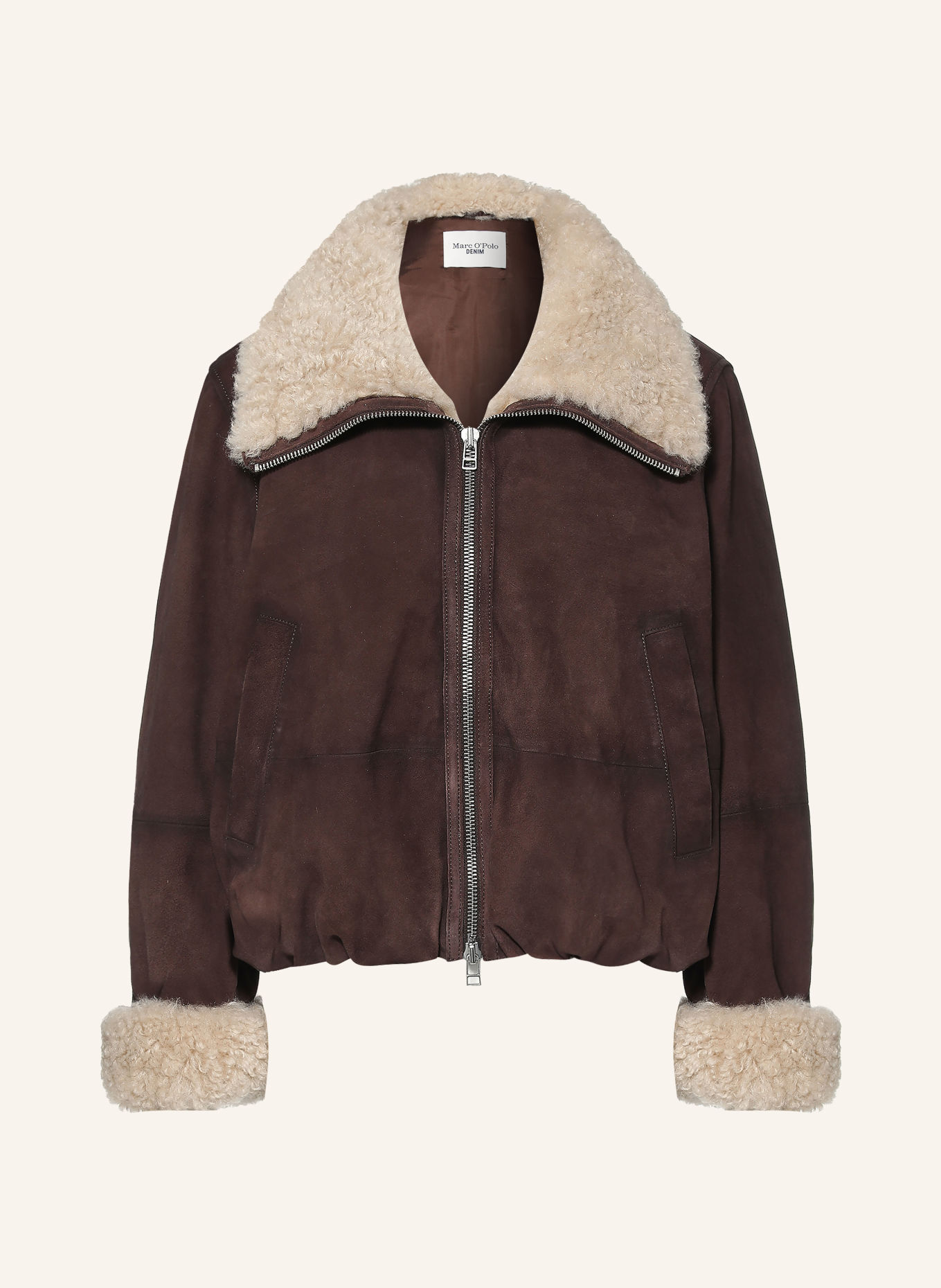 Marc O'Polo DENIM Lederjacke mit Kunstfell: BRAUN / BEIGE