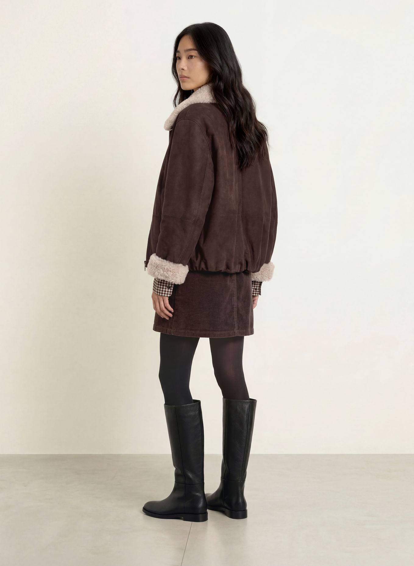 Marc O'Polo DENIM Lederjacke mit Kunstfell: BRAUN / BEIGE