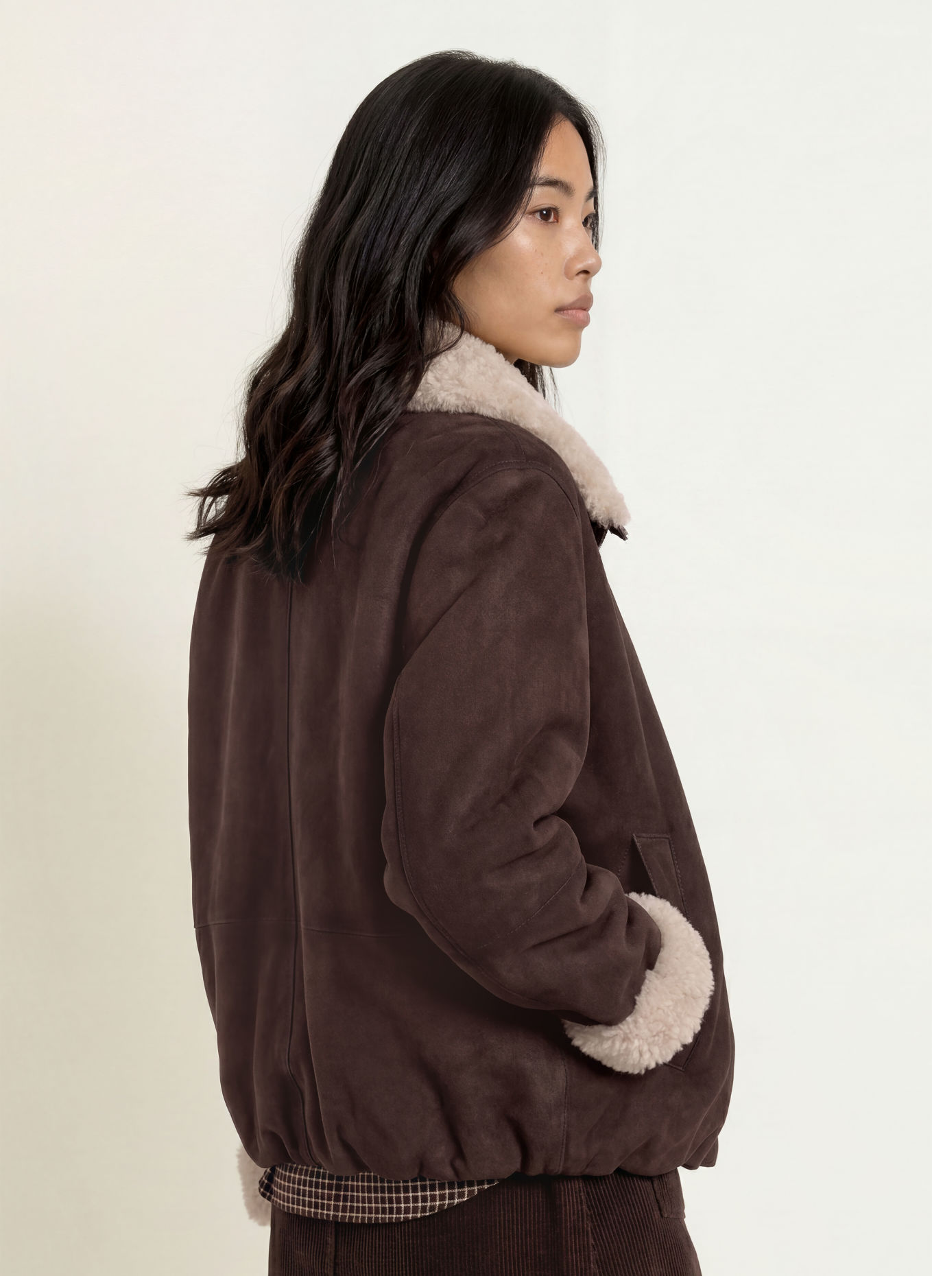 Marc O'Polo DENIM Lederjacke mit Kunstfell: BRAUN / BEIGE