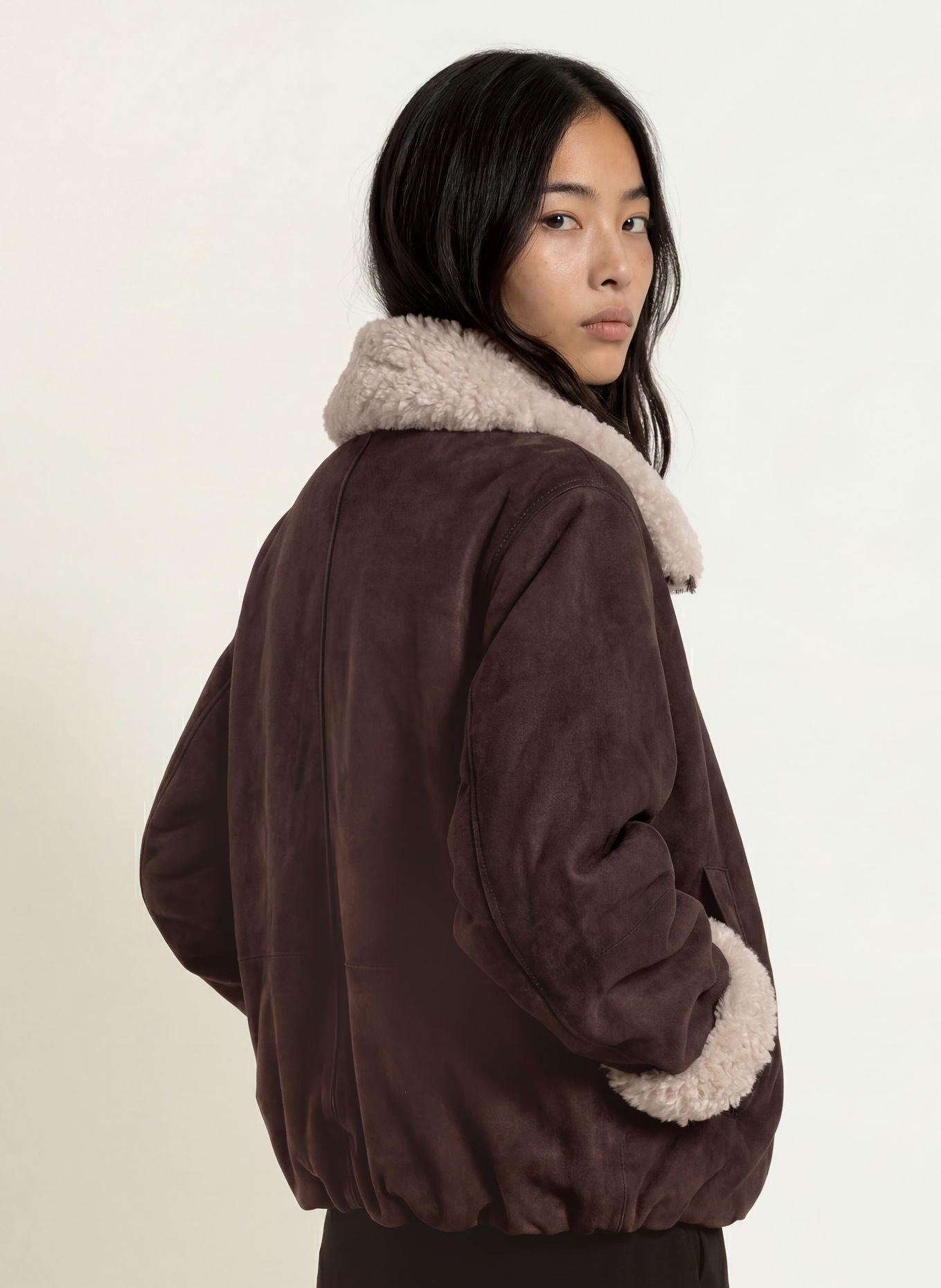 Marc O'Polo DENIM Lederjacke mit Kunstfell: BRAUN / BEIGE
