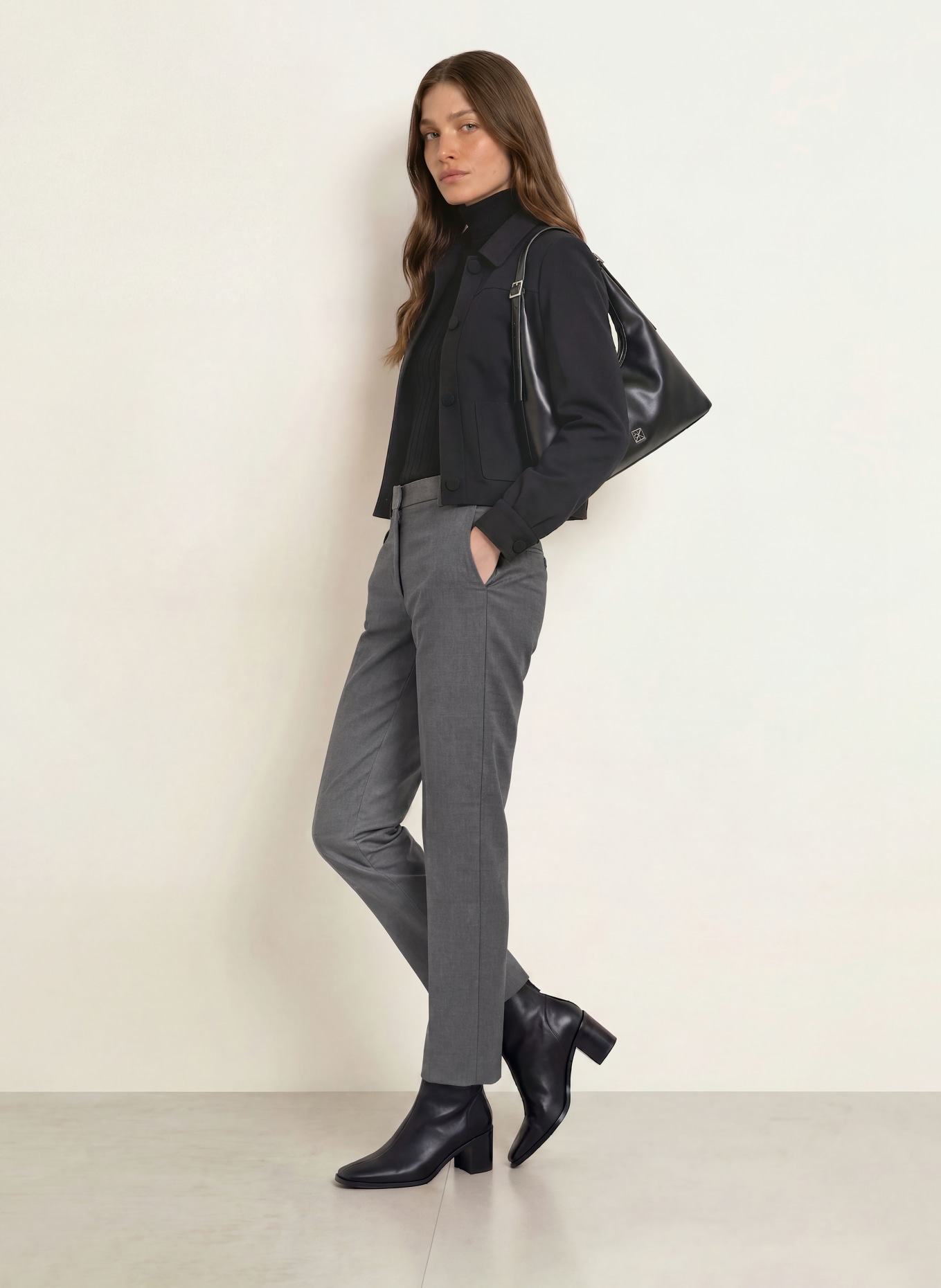 Dondup 7/8-Hose NIMA aus Flanell: DUNKELGRAU