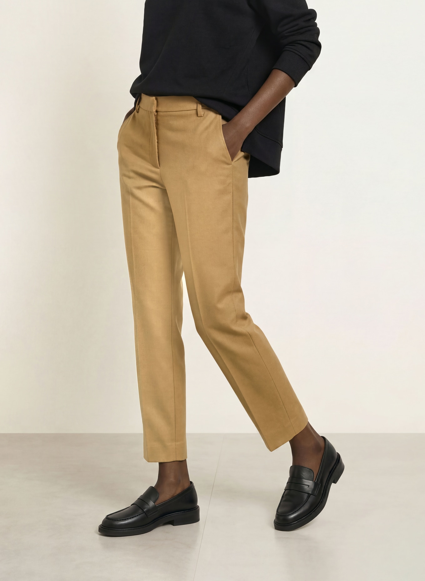 Dondup 7/8 broek NIMA van flanel: CAMEL