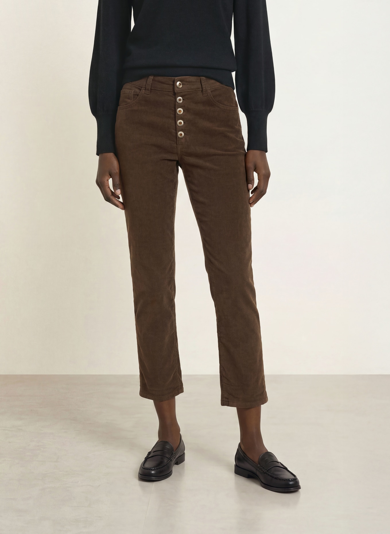 Dondup 7/8 Chino kalhoty KOONS z manšestru: 737 CIOCCOLATO