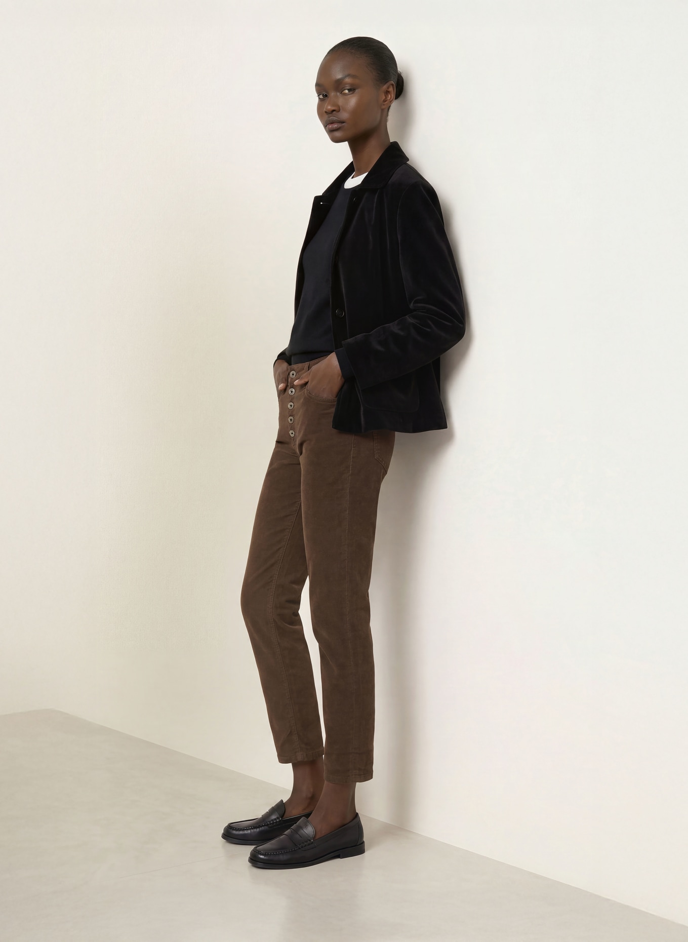 Dondup 7/8 Chino kalhoty KOONS z manšestru: 737 CIOCCOLATO