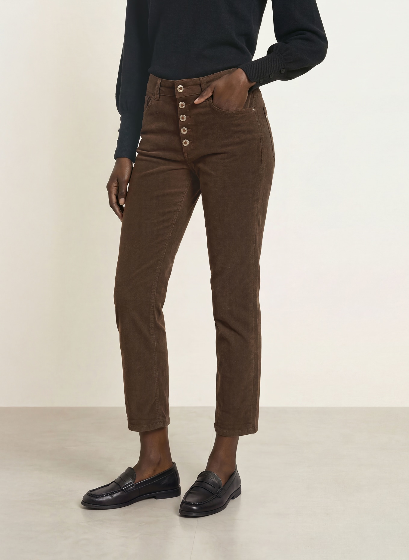 Dondup 7/8 Chino kalhoty KOONS z manšestru: 737 CIOCCOLATO
