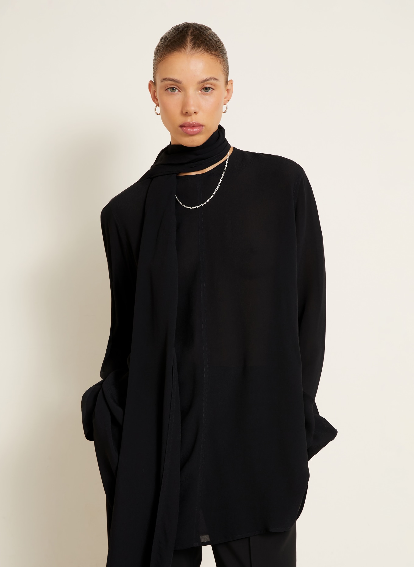 TOTEME Tie-neck blouse: BLACK