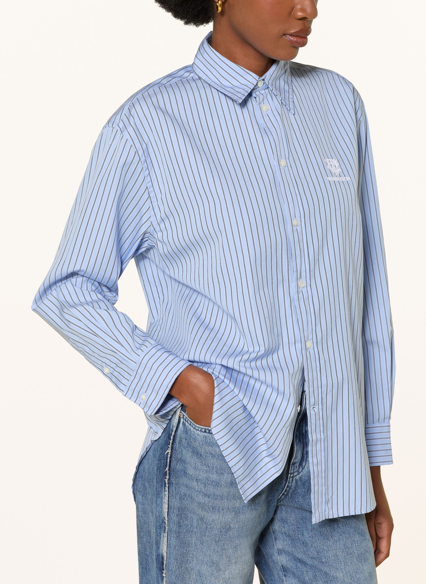 POLO RALPH LAUREN Shirt blouse: LIGHT BLUE / PINK / BLACK