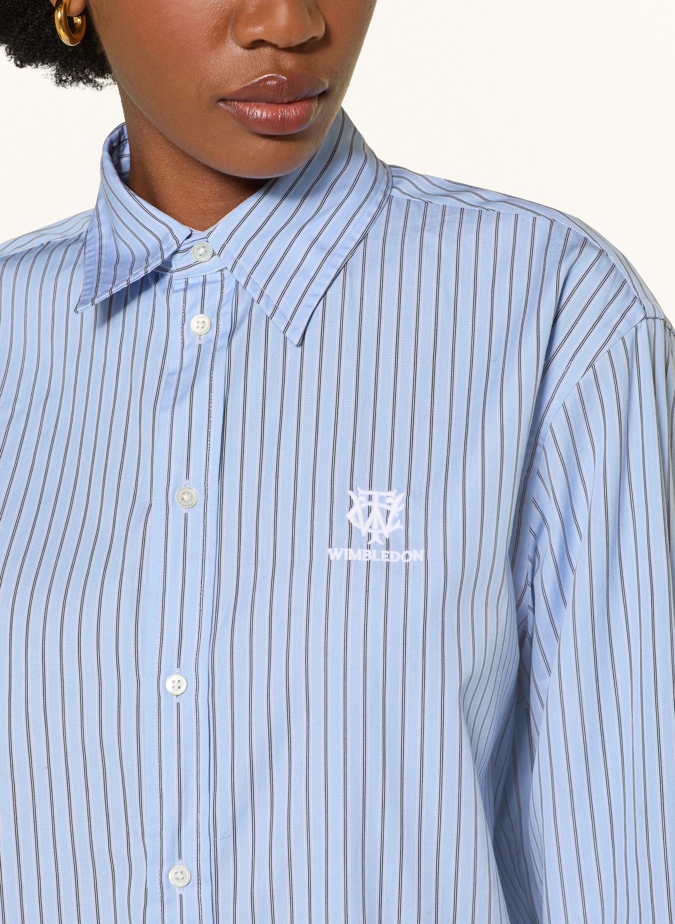 POLO RALPH LAUREN Shirt blouse: LIGHT BLUE / PINK / BLACK