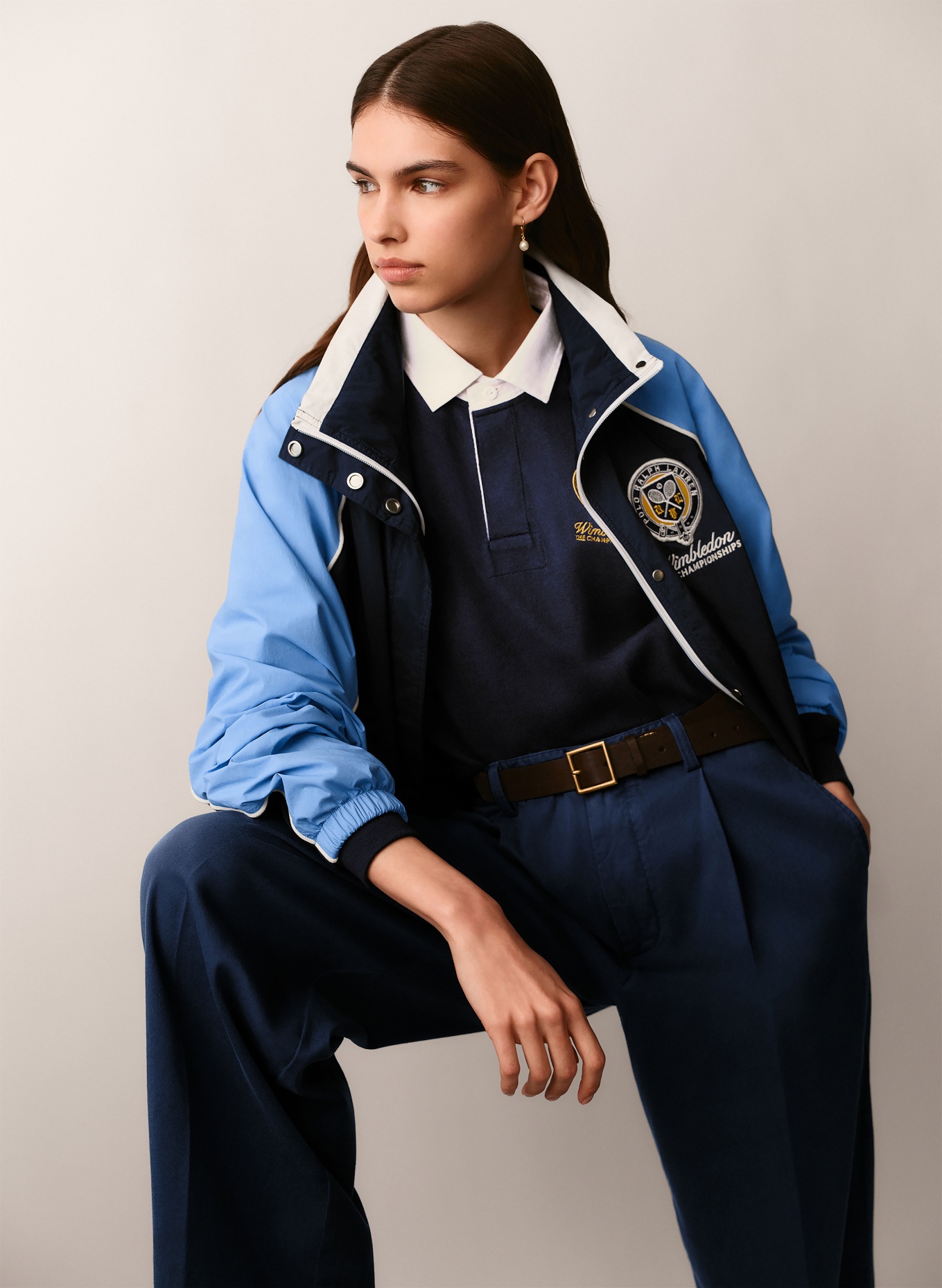 POLO RALPH LAUREN Rugby shirt: DARK BLUE / DARK YELLOW