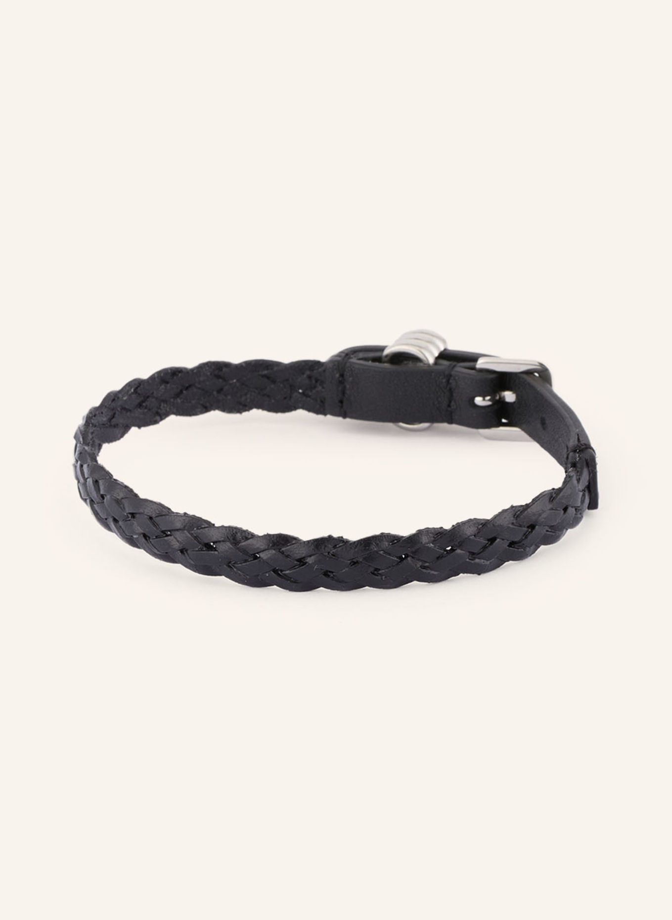 VALENTINO GARAVANI Lederarmband OVALETTE: SCHWARZ / SILBER