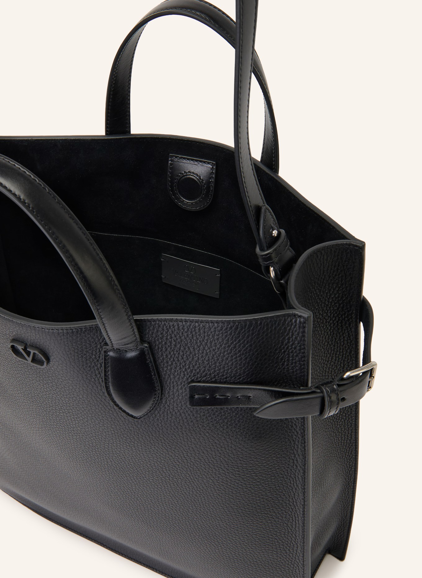 VALENTINO GARAVANI ANTIBES MEDIUM Handbag: BLACK / SILVER