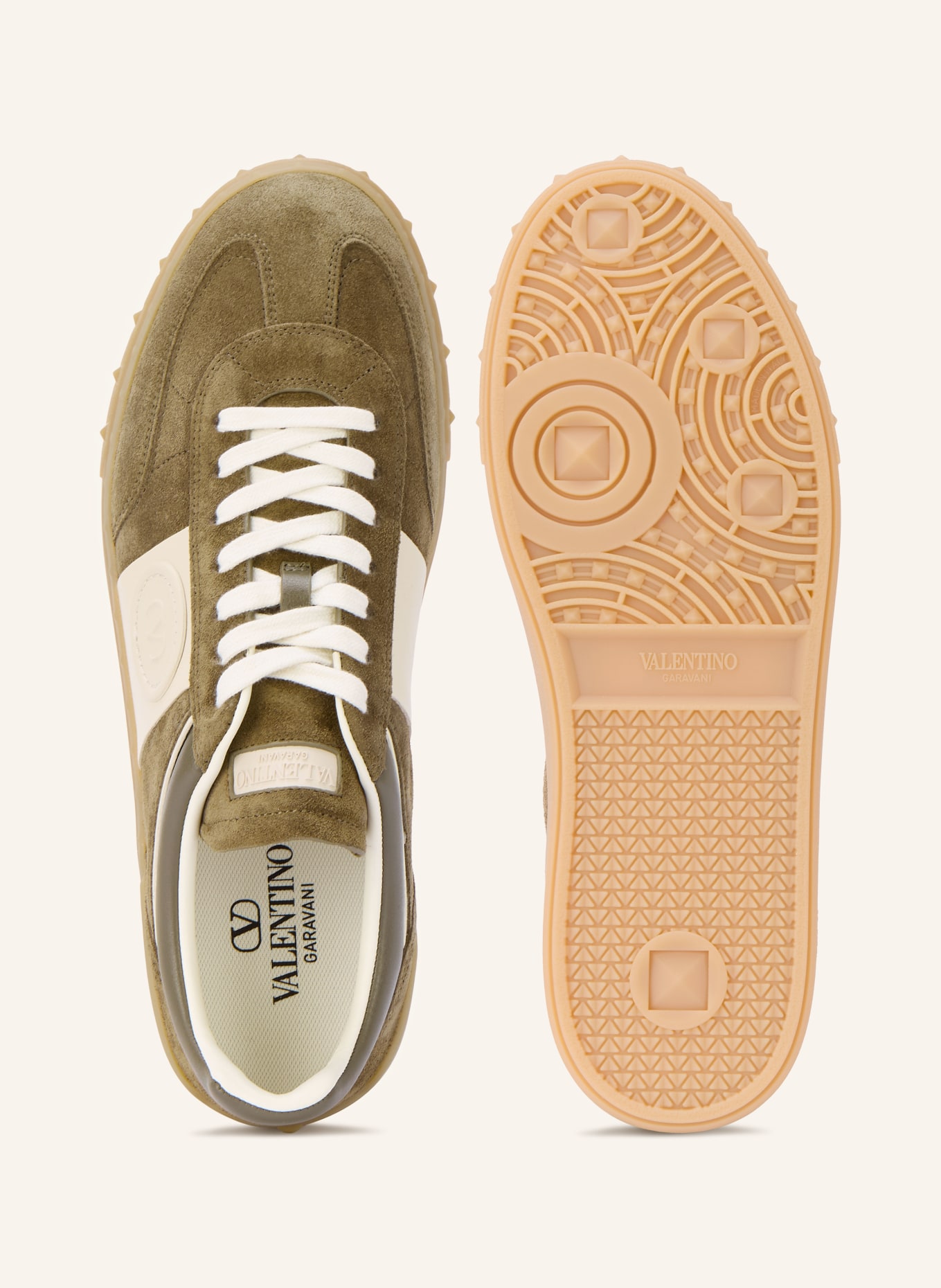 VALENTINO GARAVANI UPVILLAGE Sneakers: OLIVE / ECRU