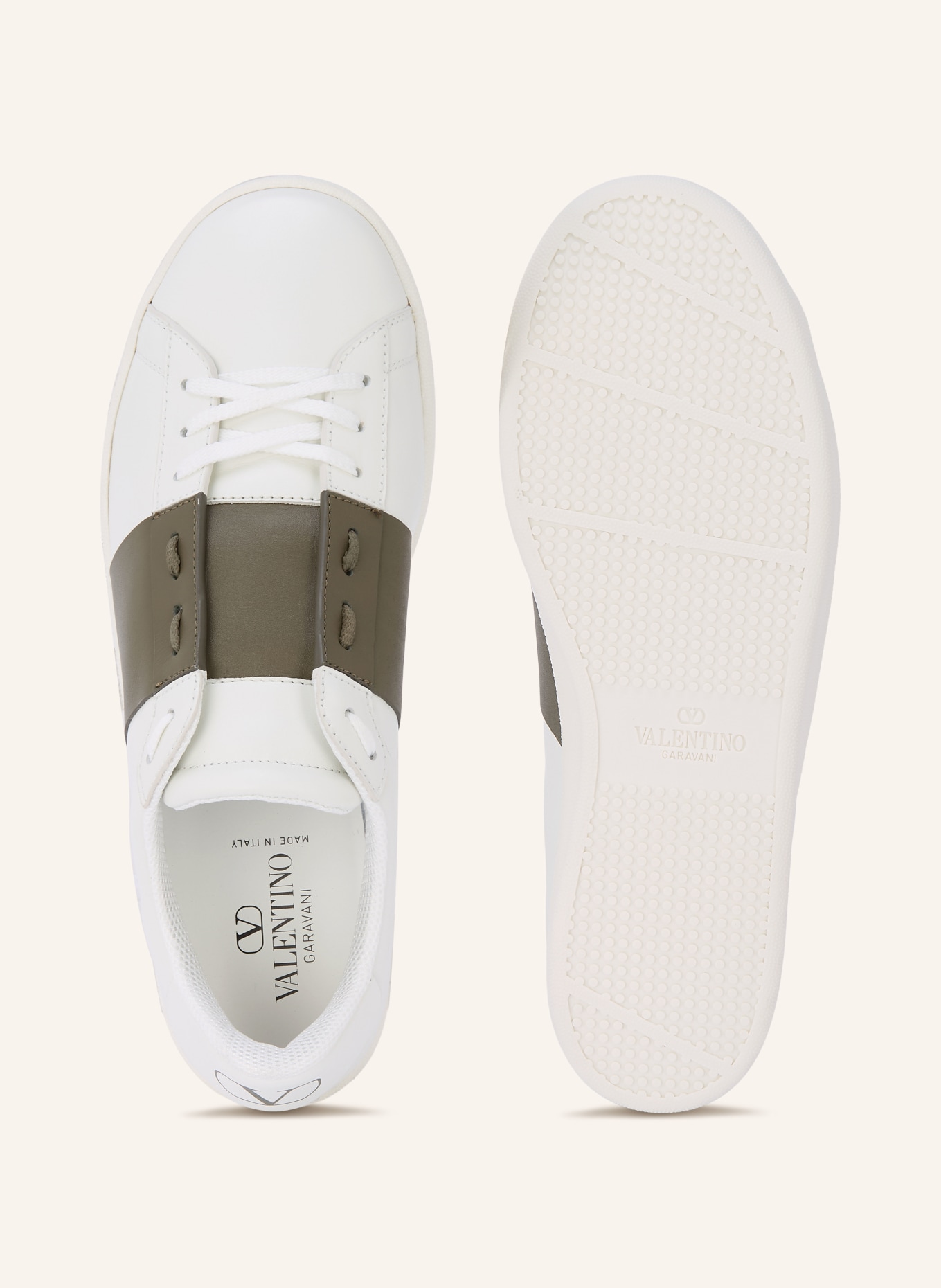VALENTINO GARAVANI Baskets OPEN ROYCO: BLANC / KAKI