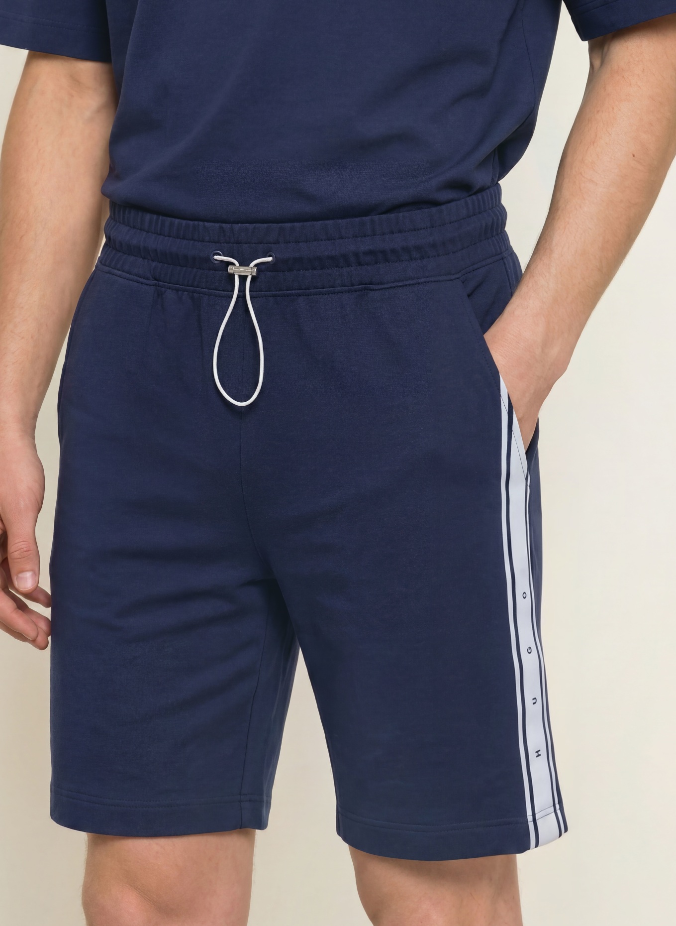 HUGO Loungeshort NAUTIX: DONKERBLAUW / LICHTGRIJS