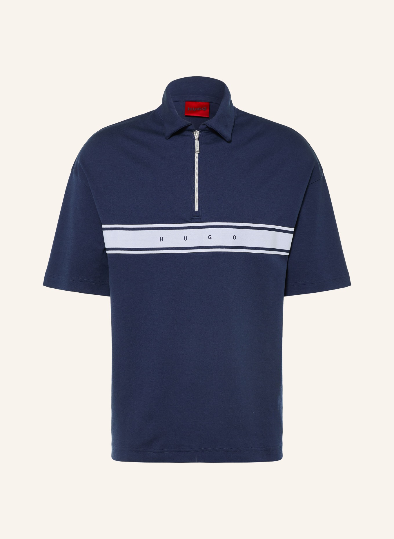 HUGO Loungeshirt NAUTIX: DONKERBLAUW / LICHTGRIJS