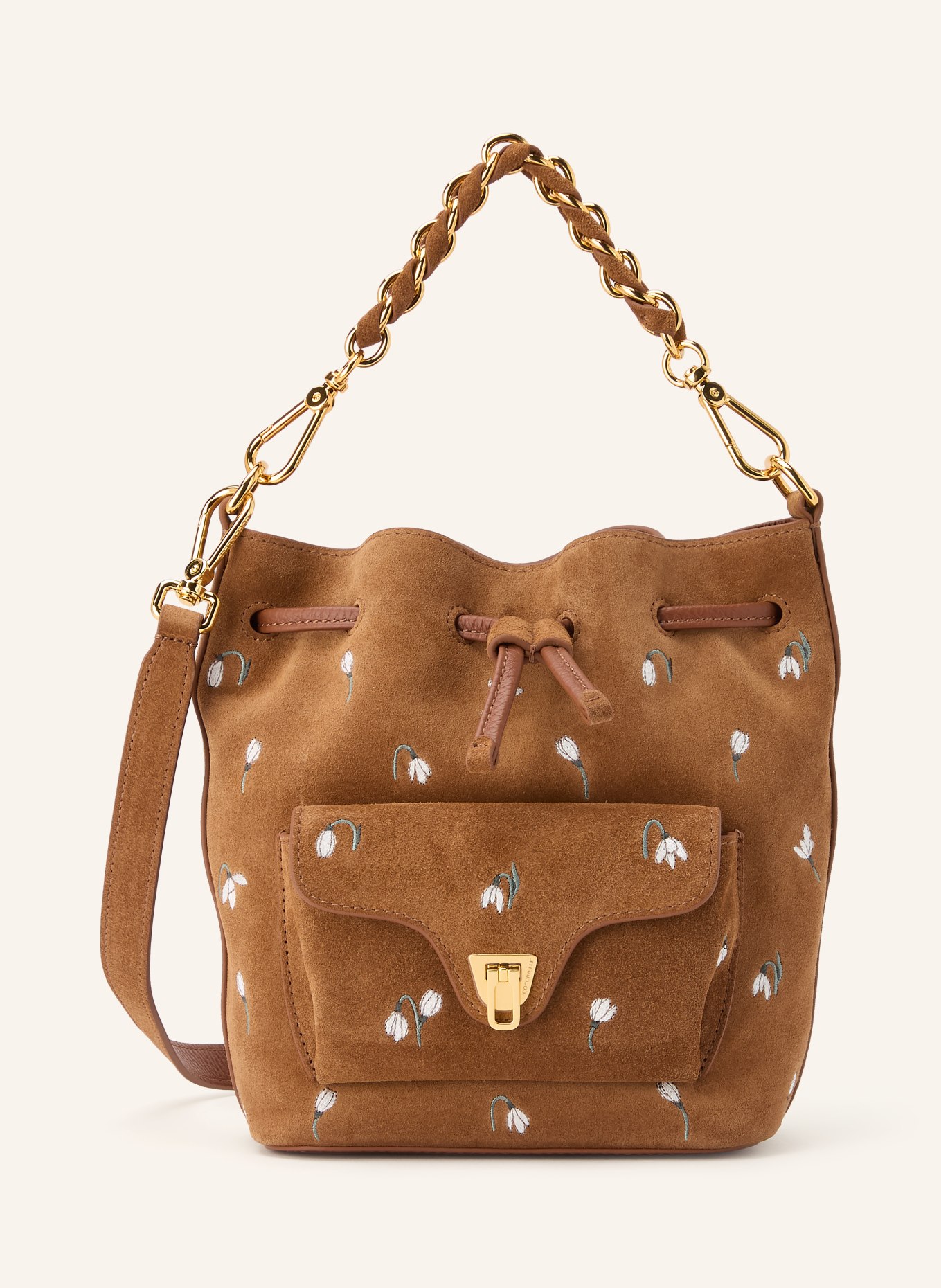 COCCINELLE Sac seau: MARRON / OR / BLANC