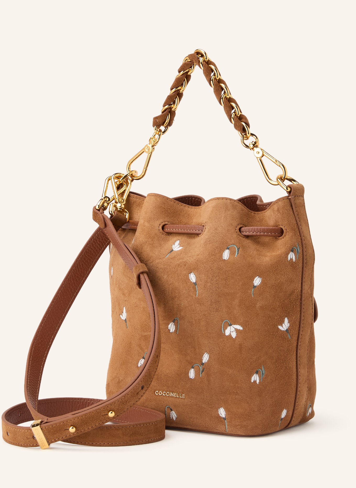 COCCINELLE Sac seau: MARRON / OR / BLANC