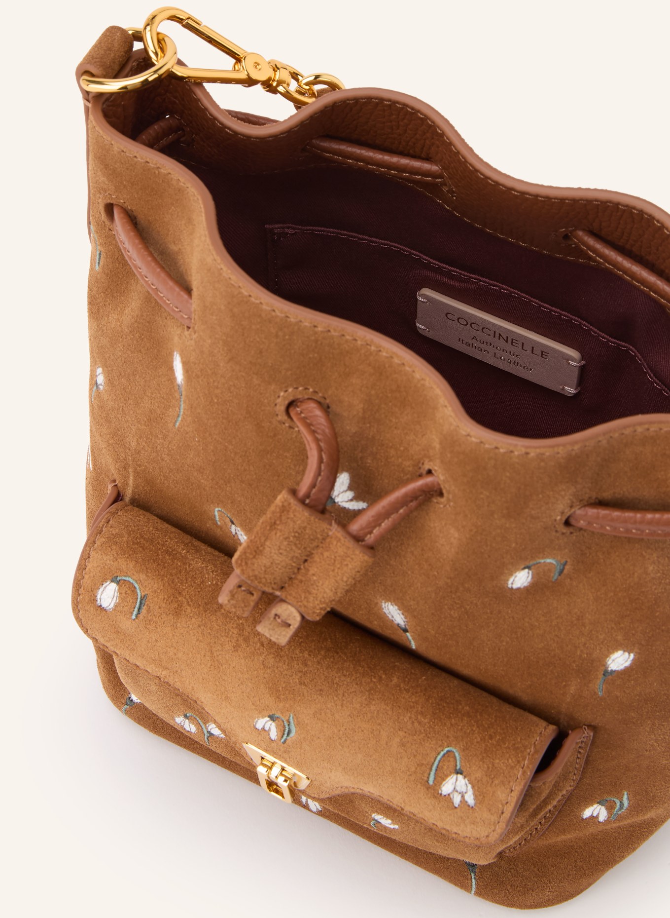 COCCINELLE Sac seau: MARRON / OR / BLANC
