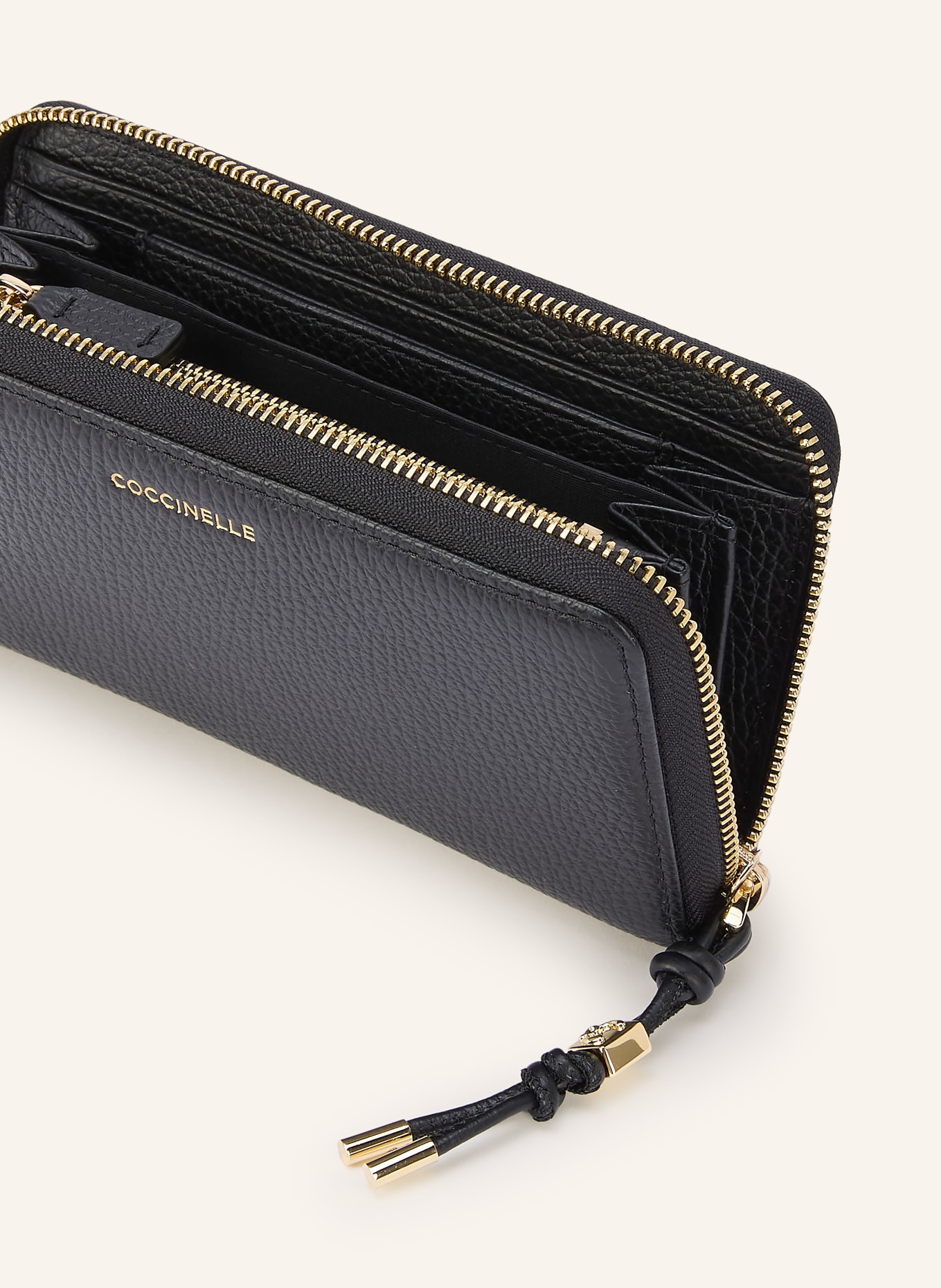 COCCINELLE Portemonnee: ZWART / GOUD